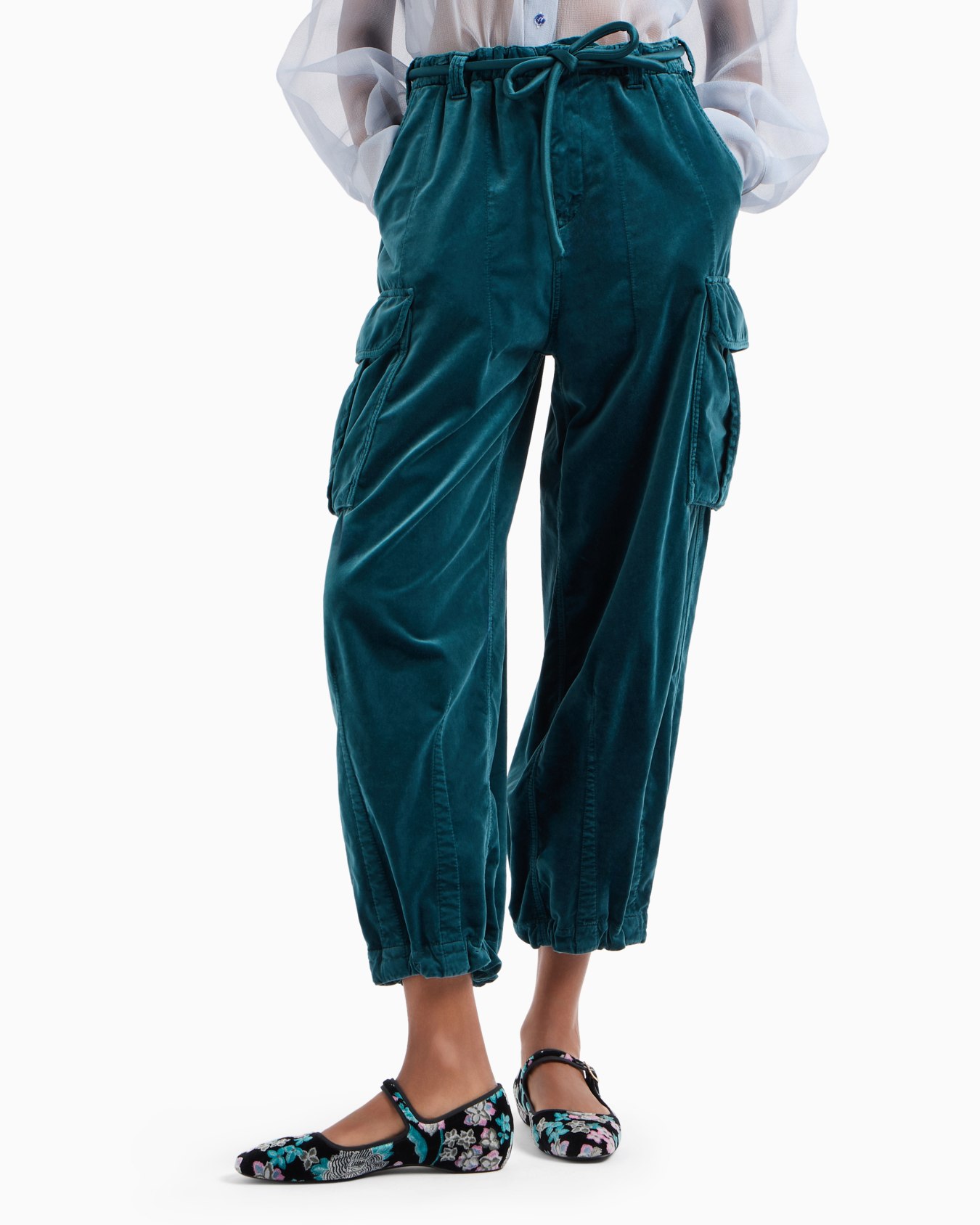 Cotton-velvet cargo trousers Slide 2