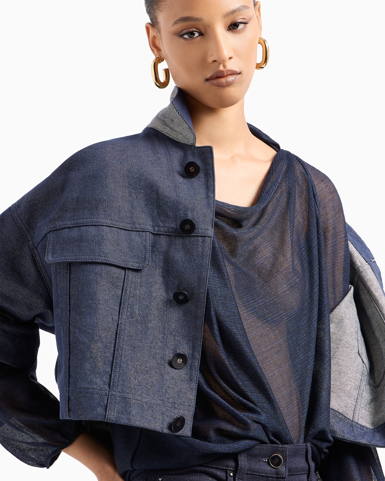 Blouson en denim de coton, viscose et lurex Collection Denim Diapositive 6