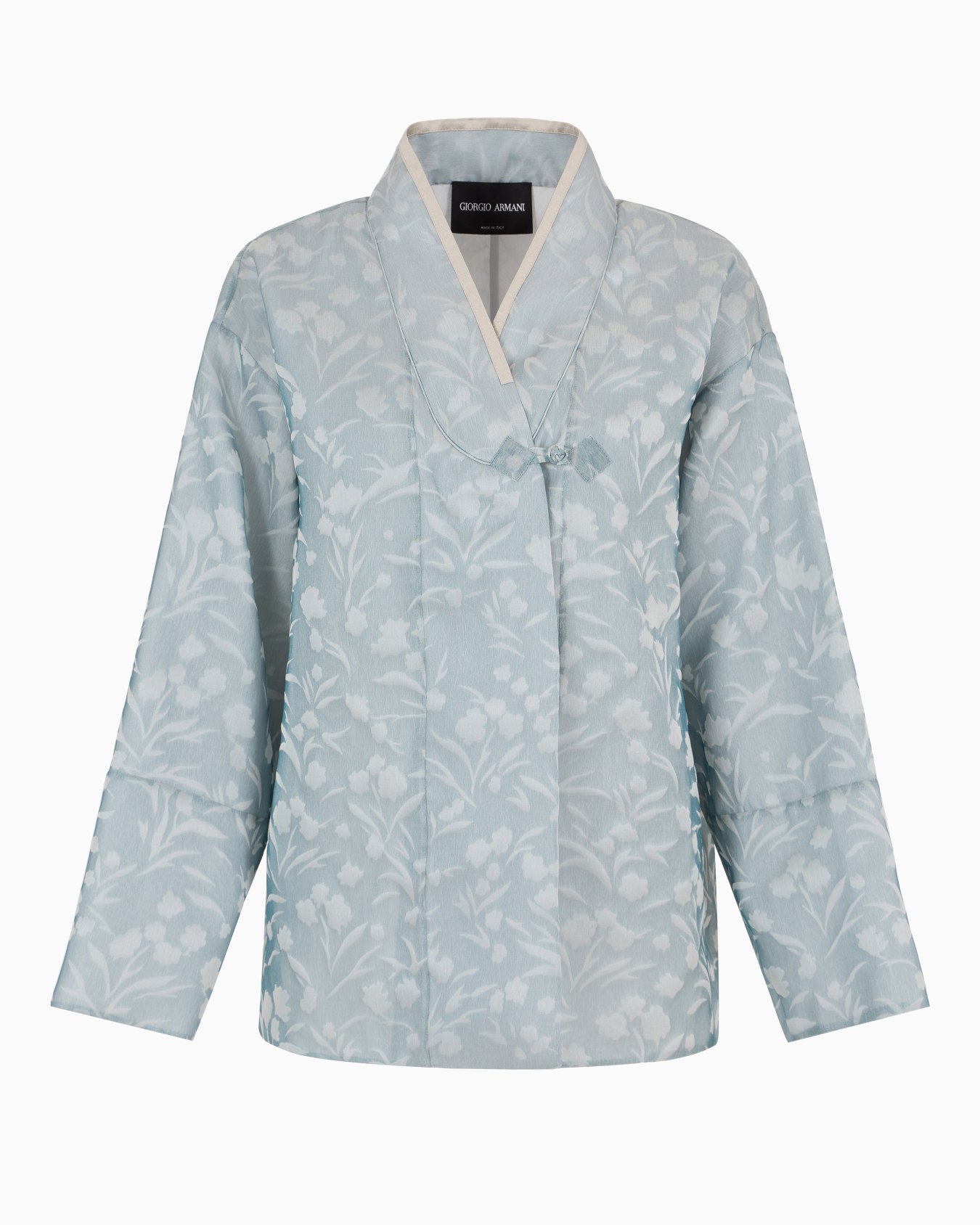 Floral jacquard silk short kimono Slide 0