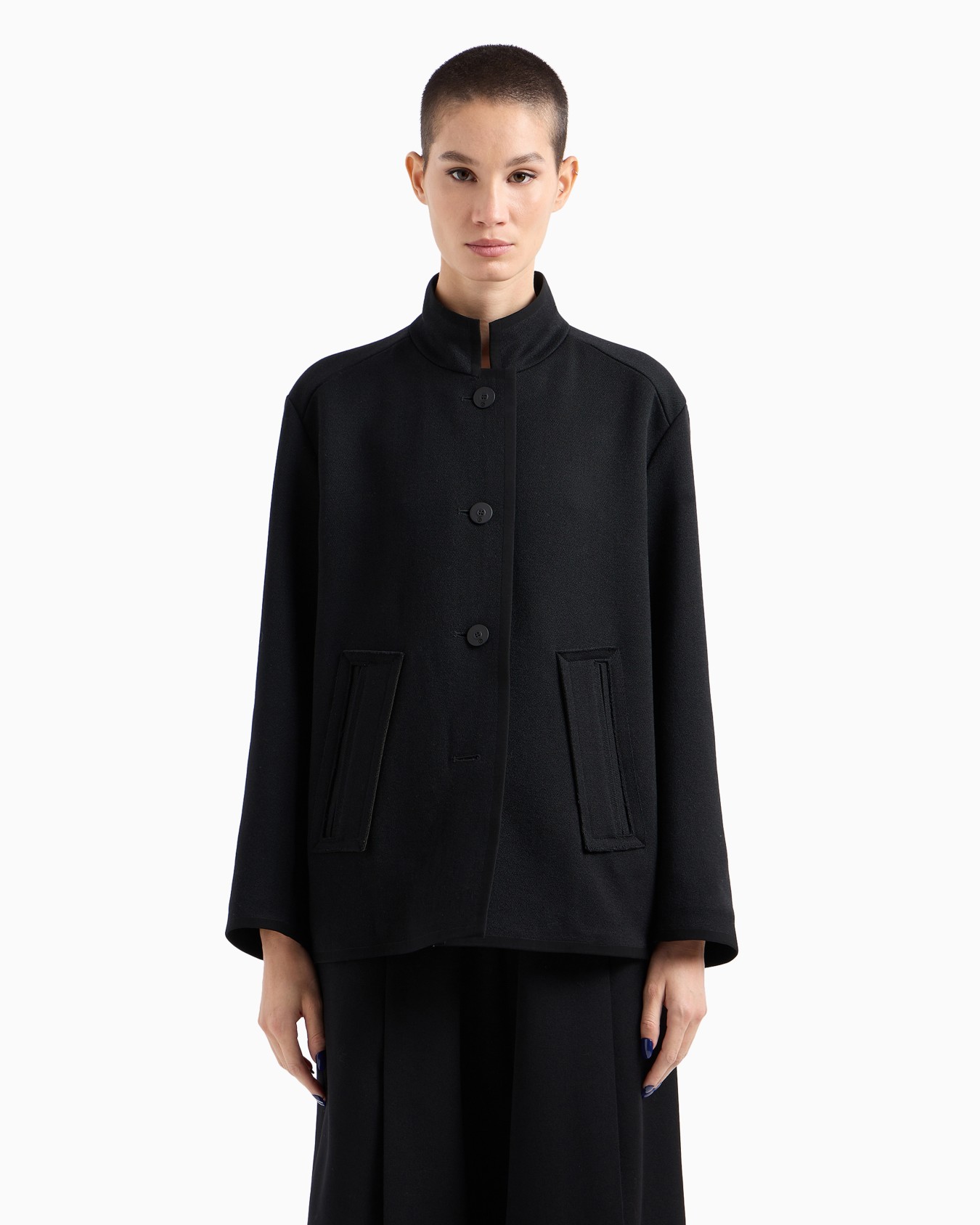 Single-breasted wool-blend cropped pea coat Slide 2