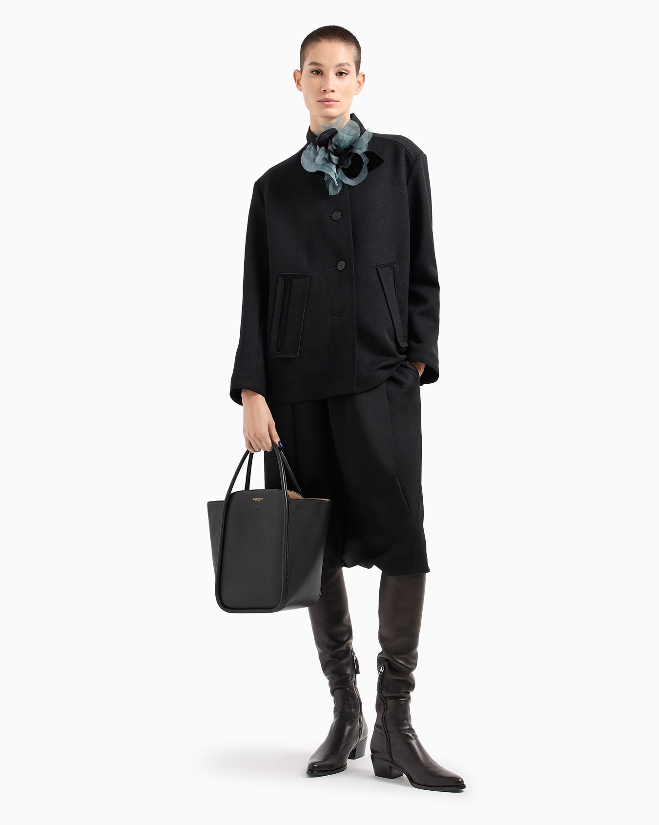 Single-breasted wool-blend cropped pea coat Slide 4