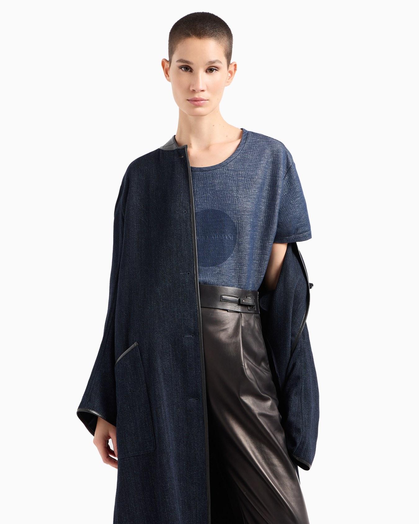 Straight-cut, nappa-leather trousers Slide 6