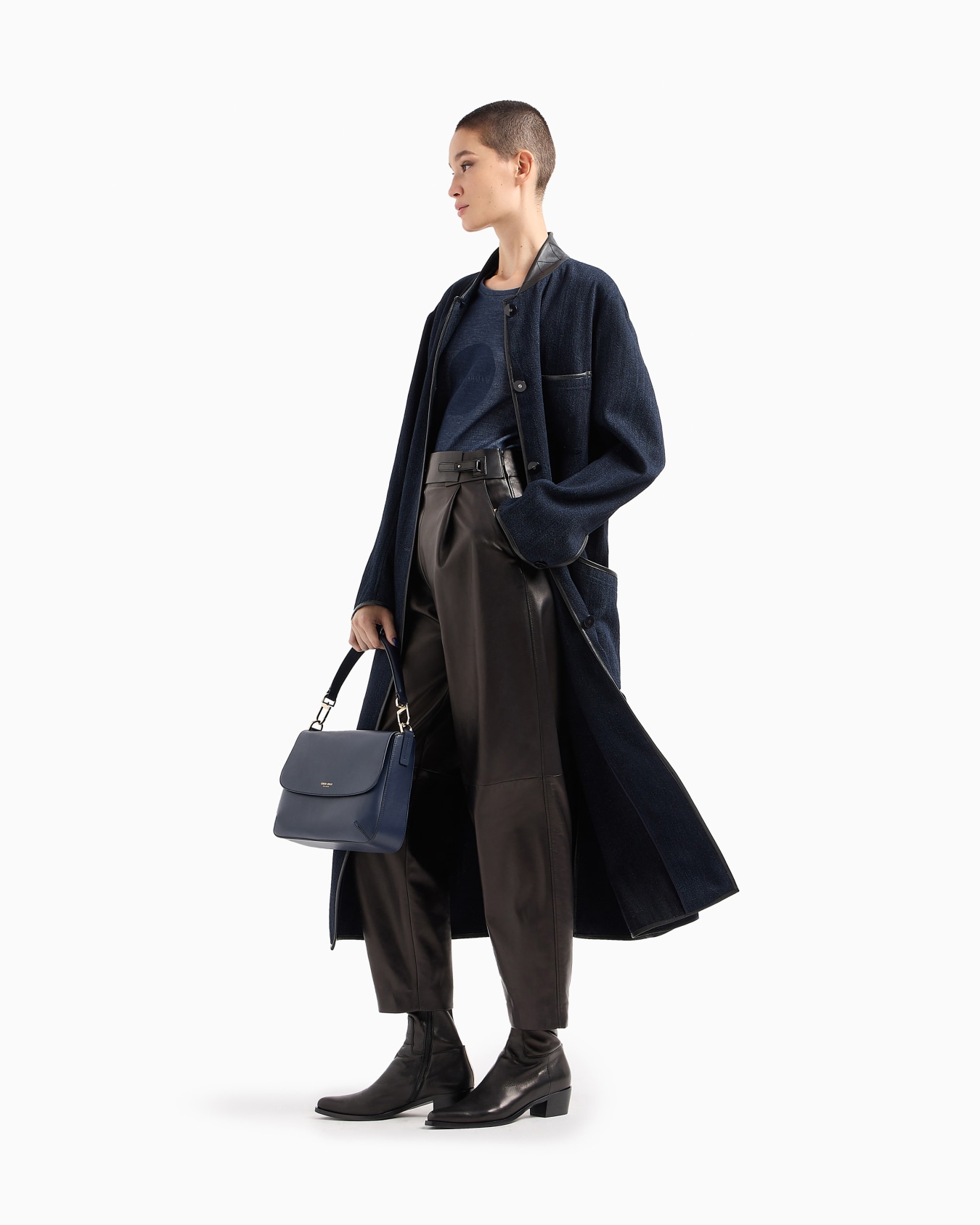 Straight-cut, nappa-leather trousers Slide 2