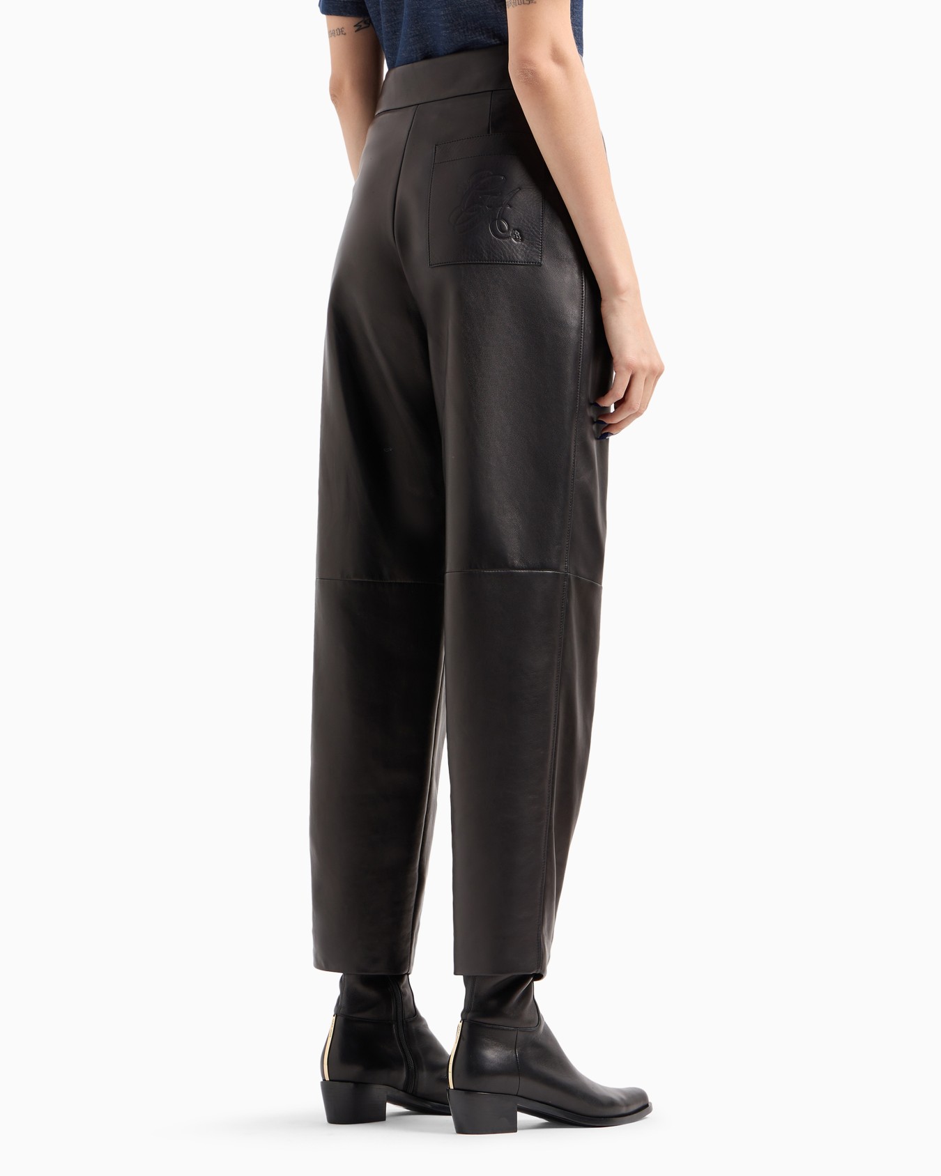 Straight-cut, nappa-leather trousers Slide 3