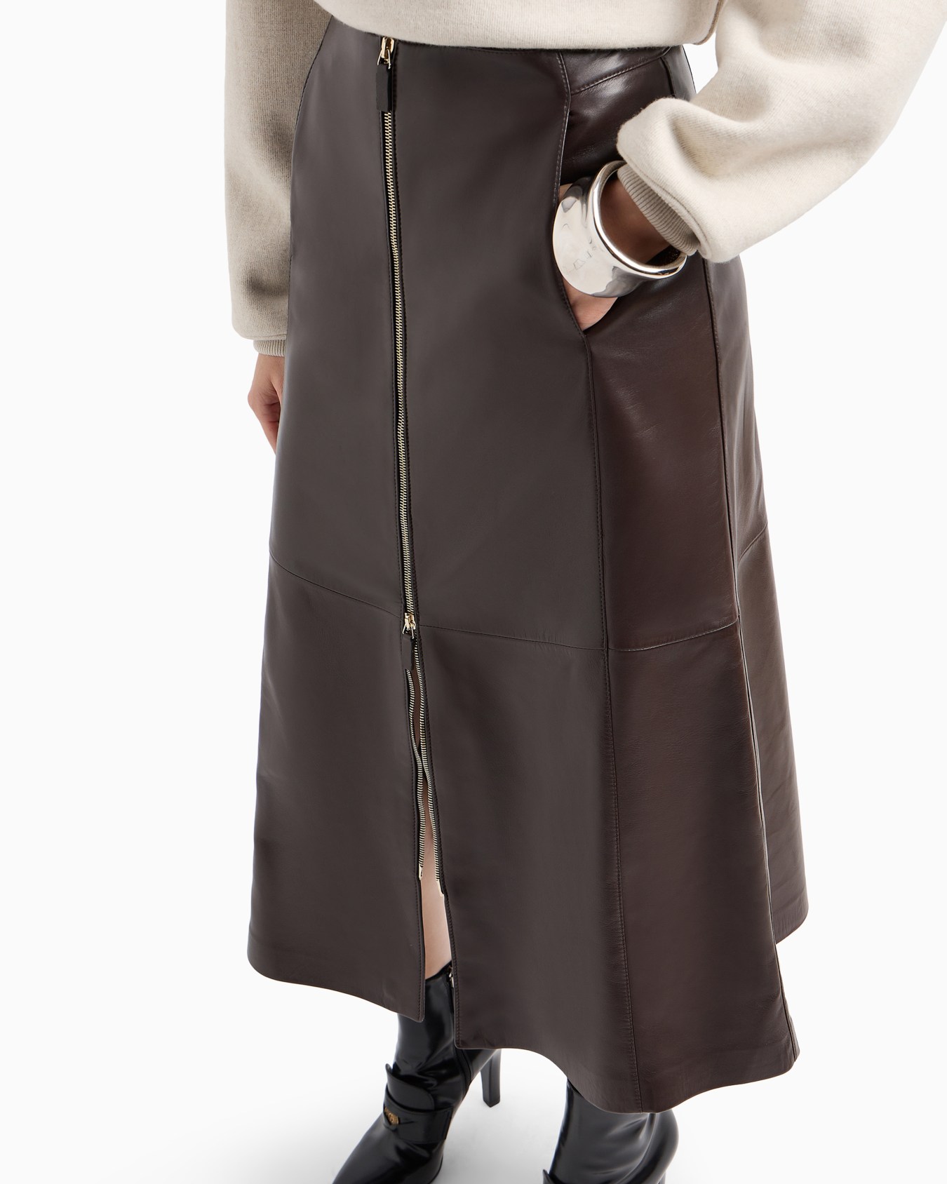 Nappa leather midi skirt Slide 5