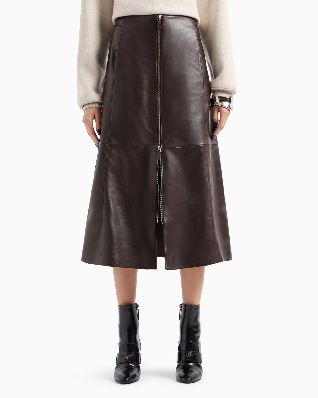 Nappa leather midi skirt Slide 4