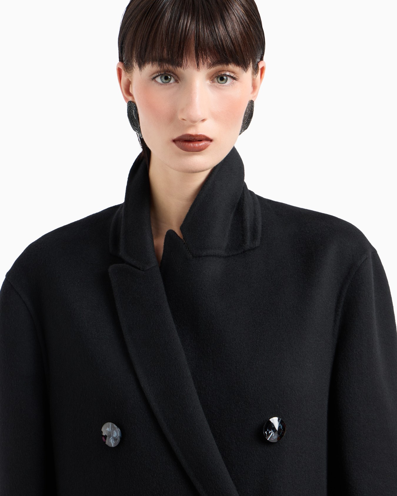 Double-breasted long coat in double cashmere Slide 4