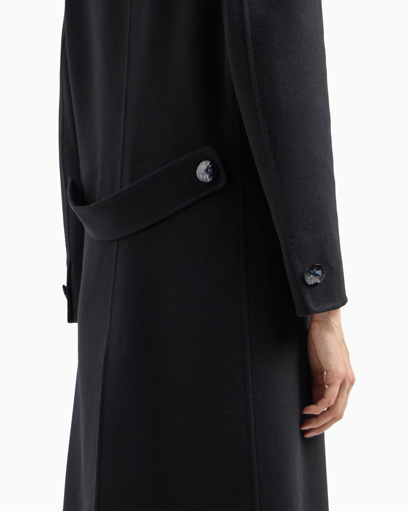 Double-breasted long coat in double cashmere Slide 5