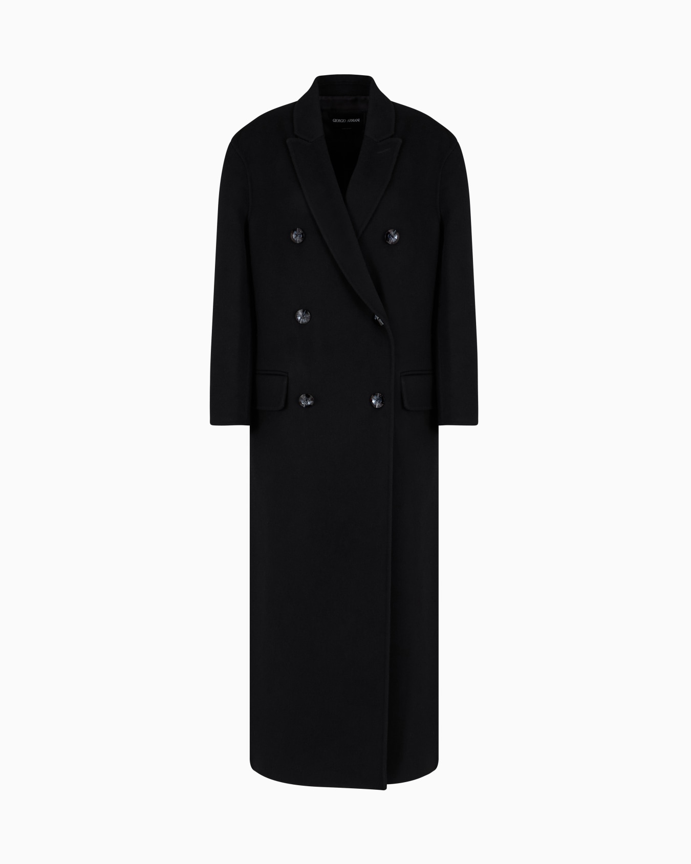 Double-breasted long coat in double cashmere Slide 0