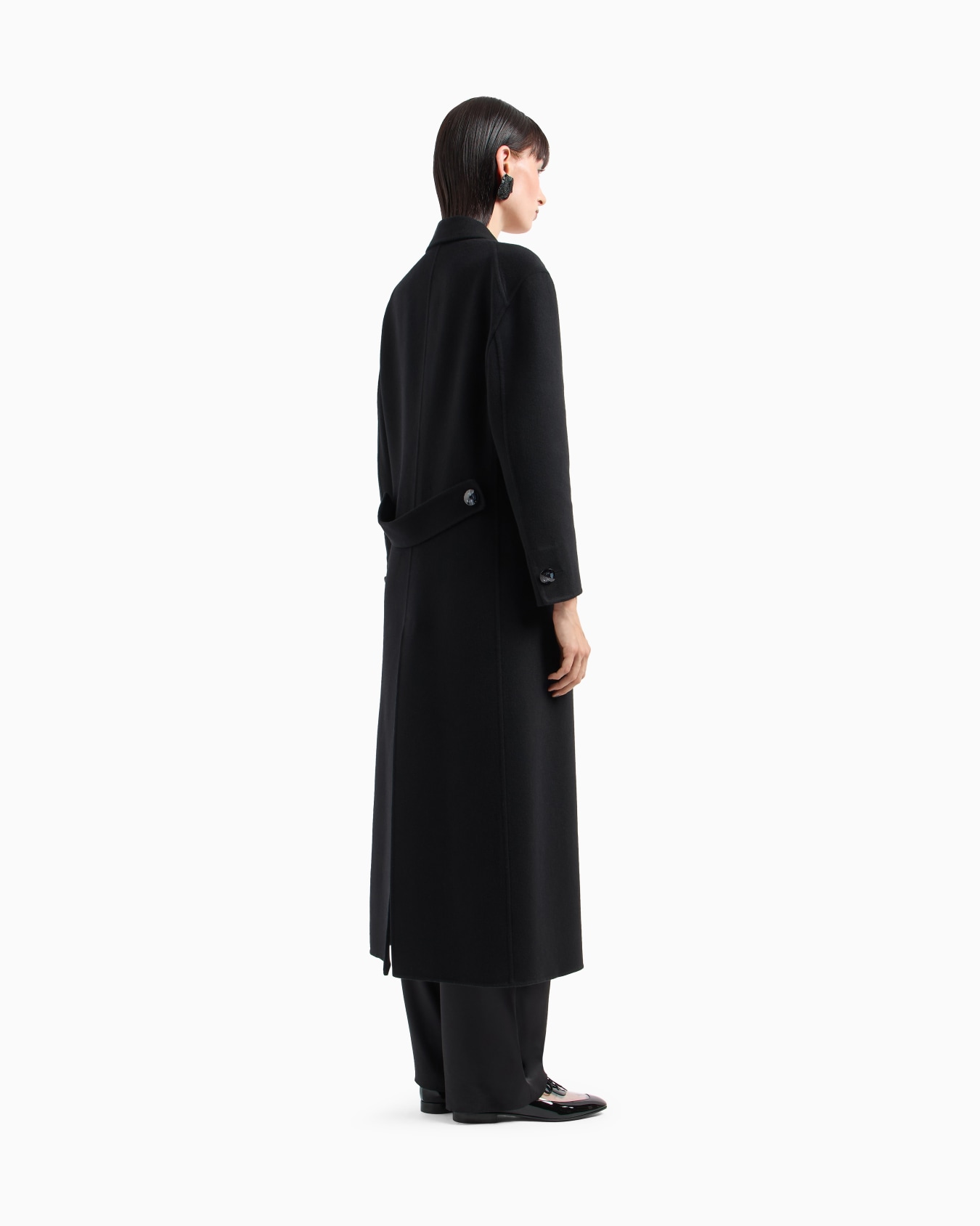 Double-breasted long coat in double cashmere Slide 2