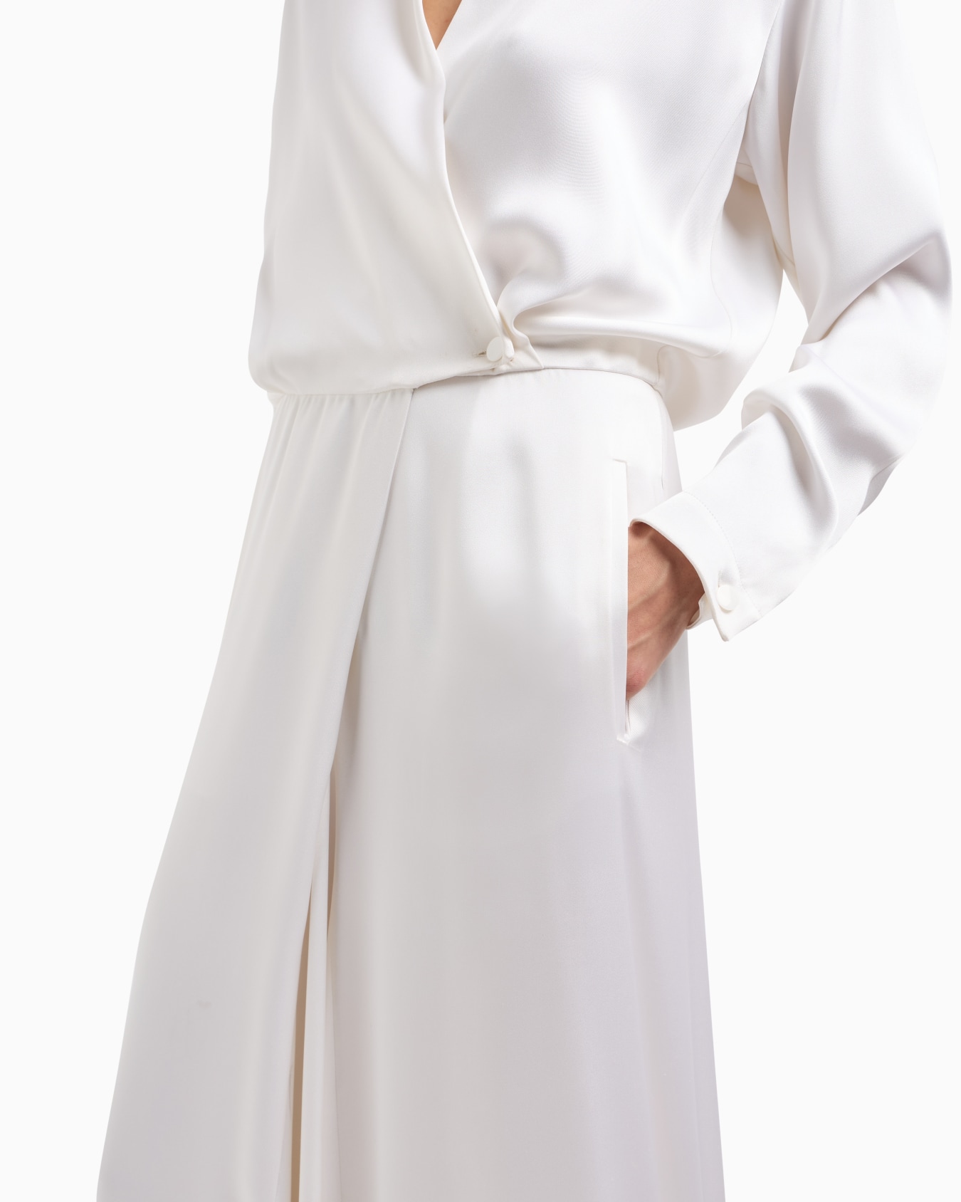 Double-faced silk-satin long dress Slide 5