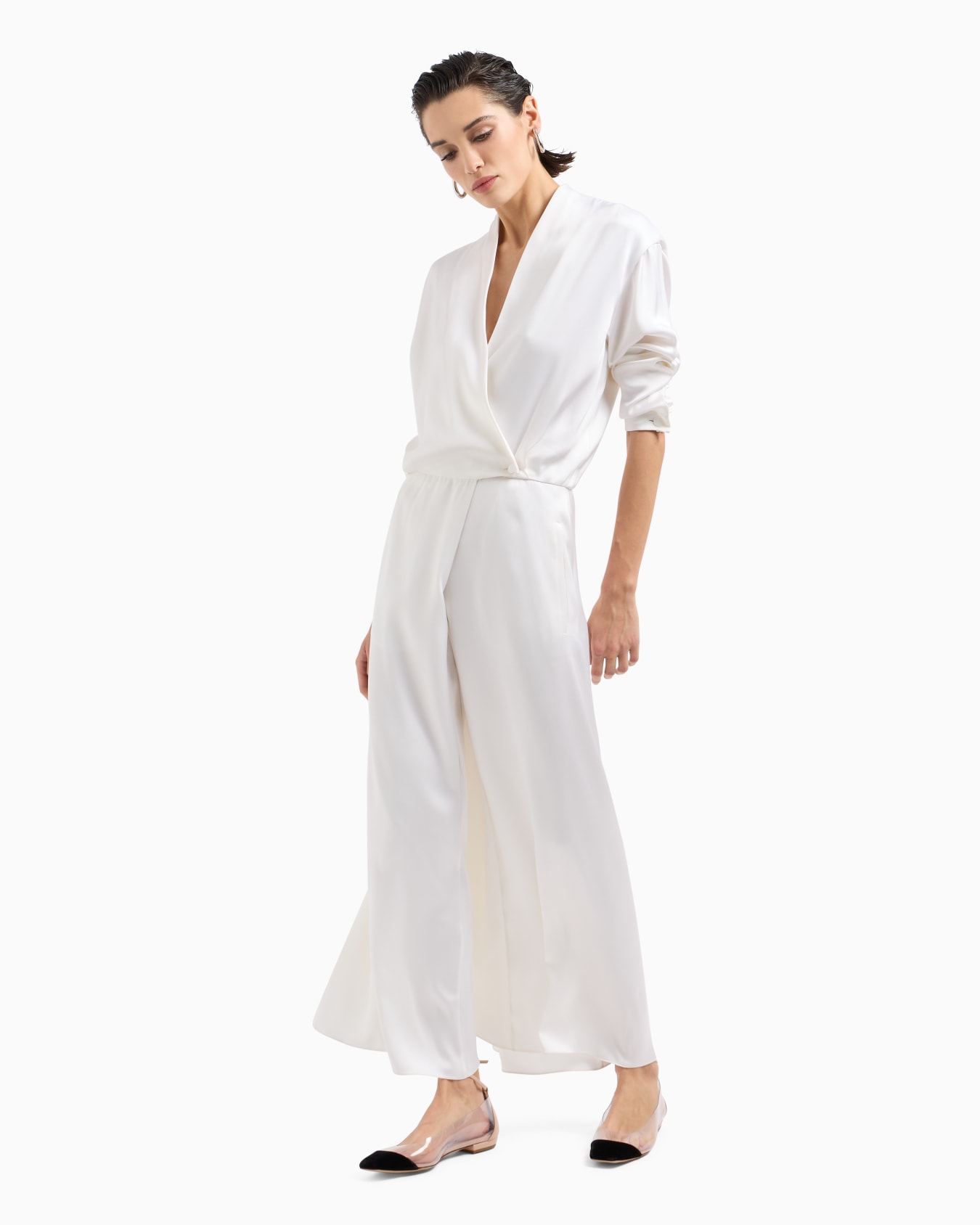Double-faced silk-satin long dress Slide 3