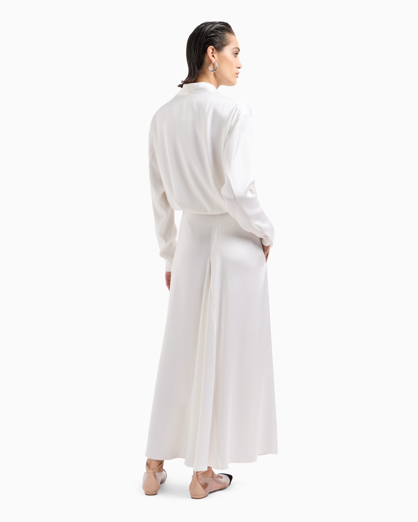 Double-faced silk-satin long dress Slide 2