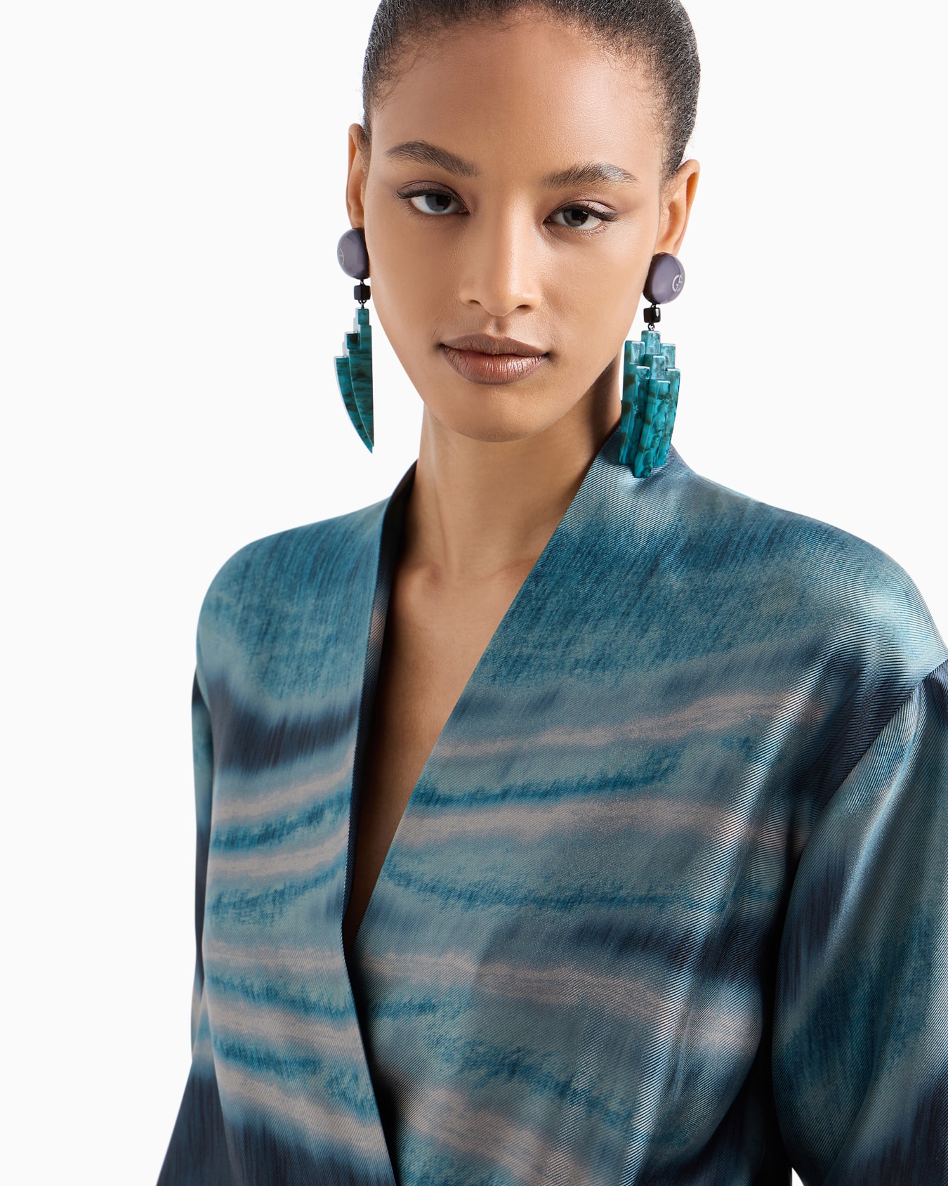 Vestido largo en raso doble de seda Diapositiva 5