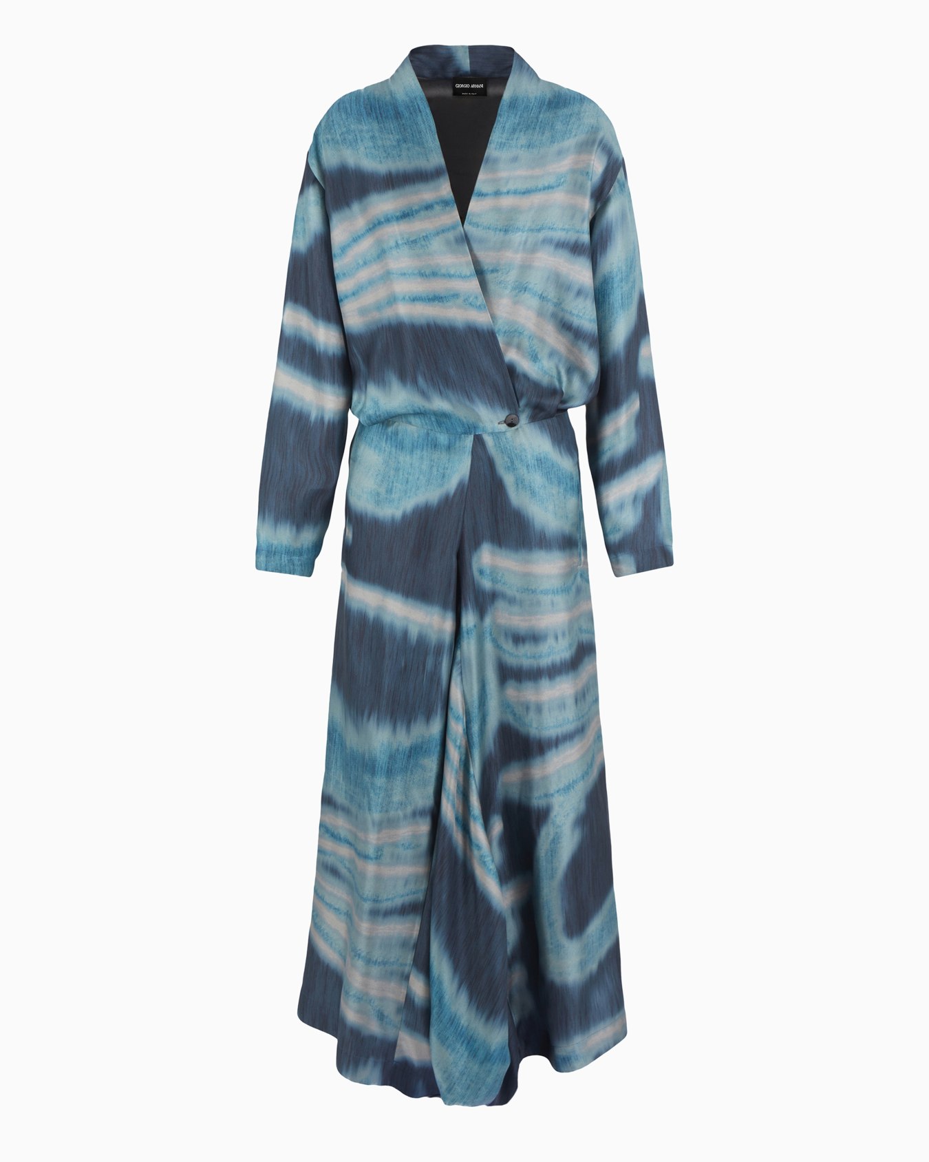 Vestido largo en raso doble de seda Diapositiva 0