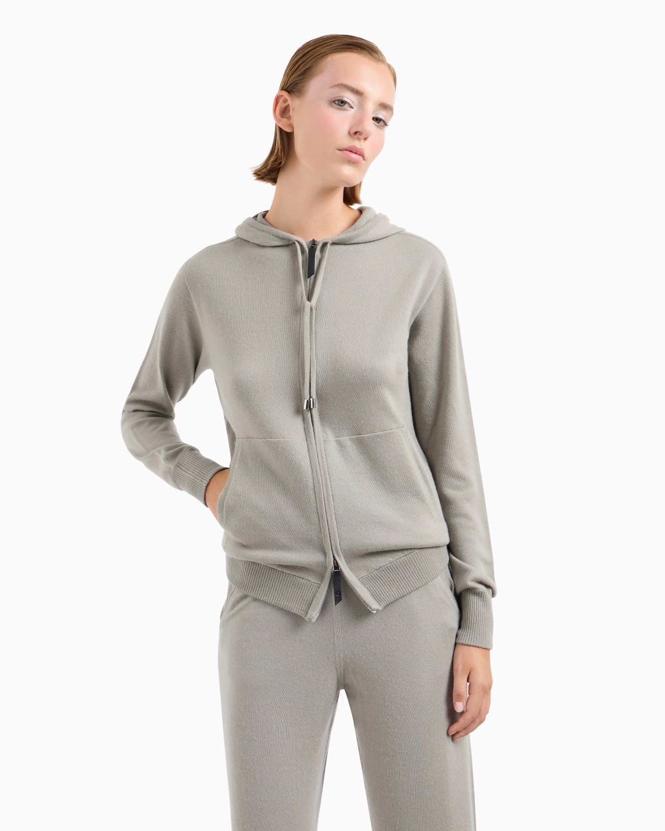 Giorgio Armani Neve hooded sweatshirt in cashmere interlock Slide 3