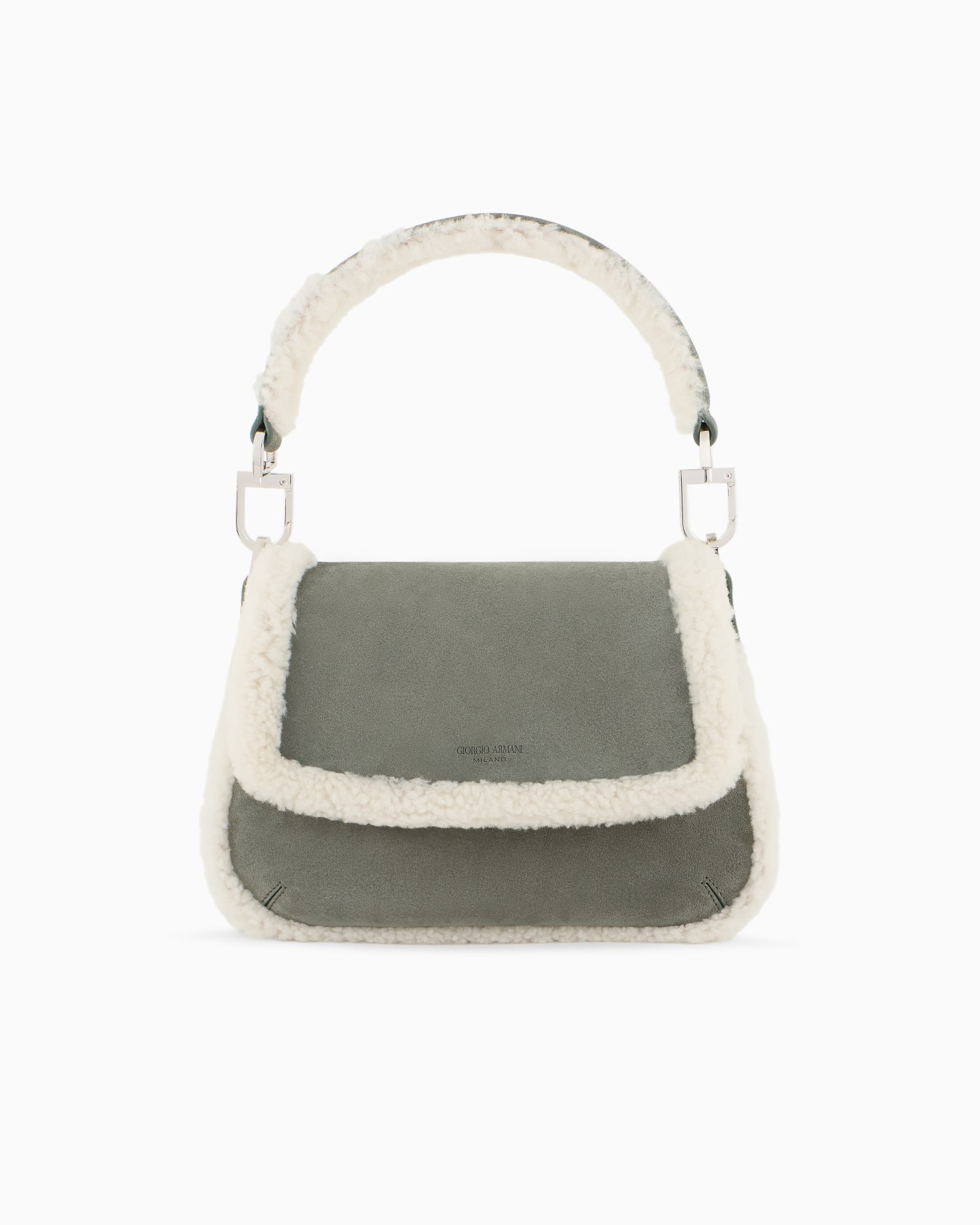 la Prima Soft small in suede and sheepskin Giorgio Armani Neve Slide 0