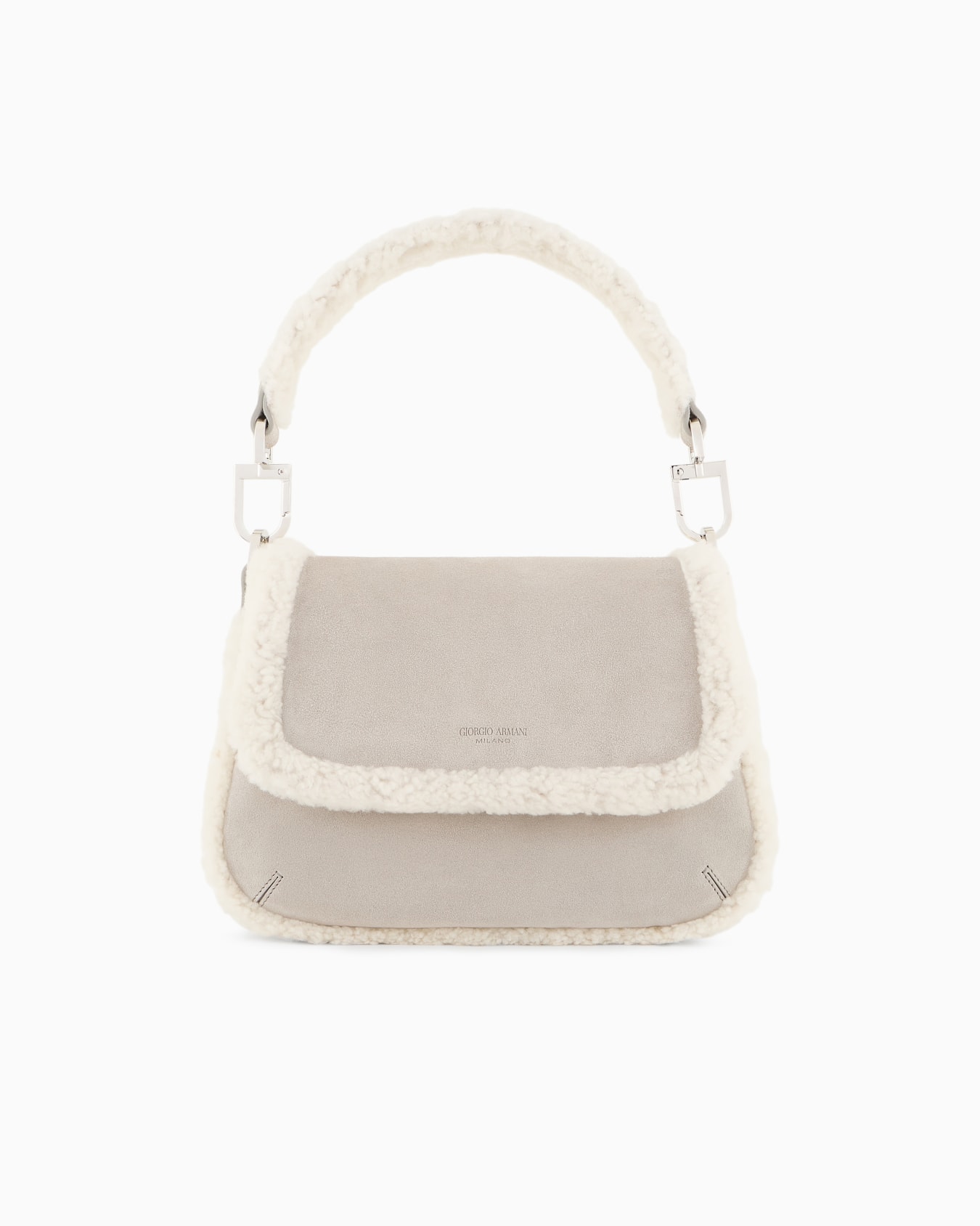 la Prima Soft small in suede and sheepskin Giorgio Armani Neve Slide 0