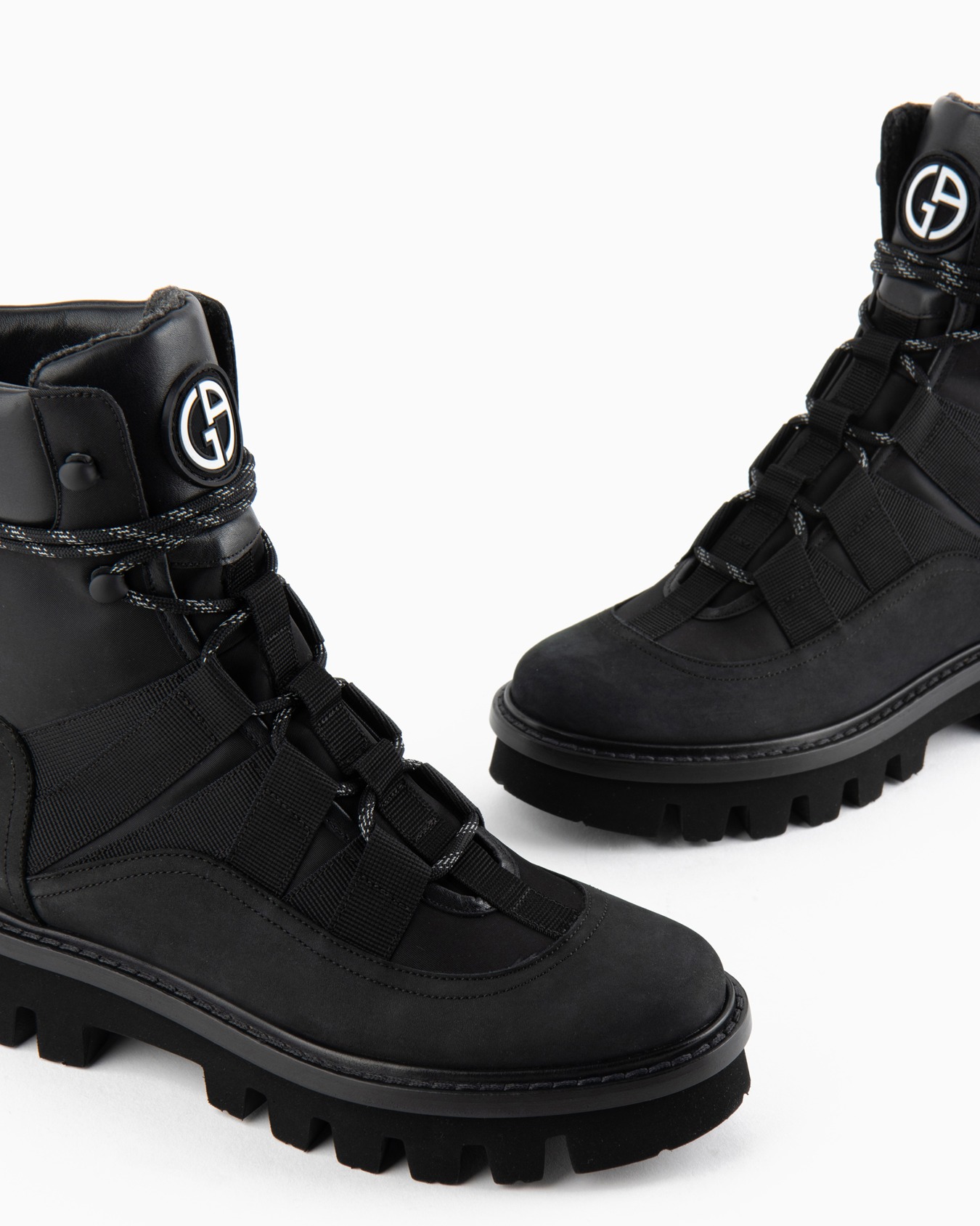 Giorgio Armani Neve lace-up ankle boots in nubuck, technical fabric and nappa leather Slide 3