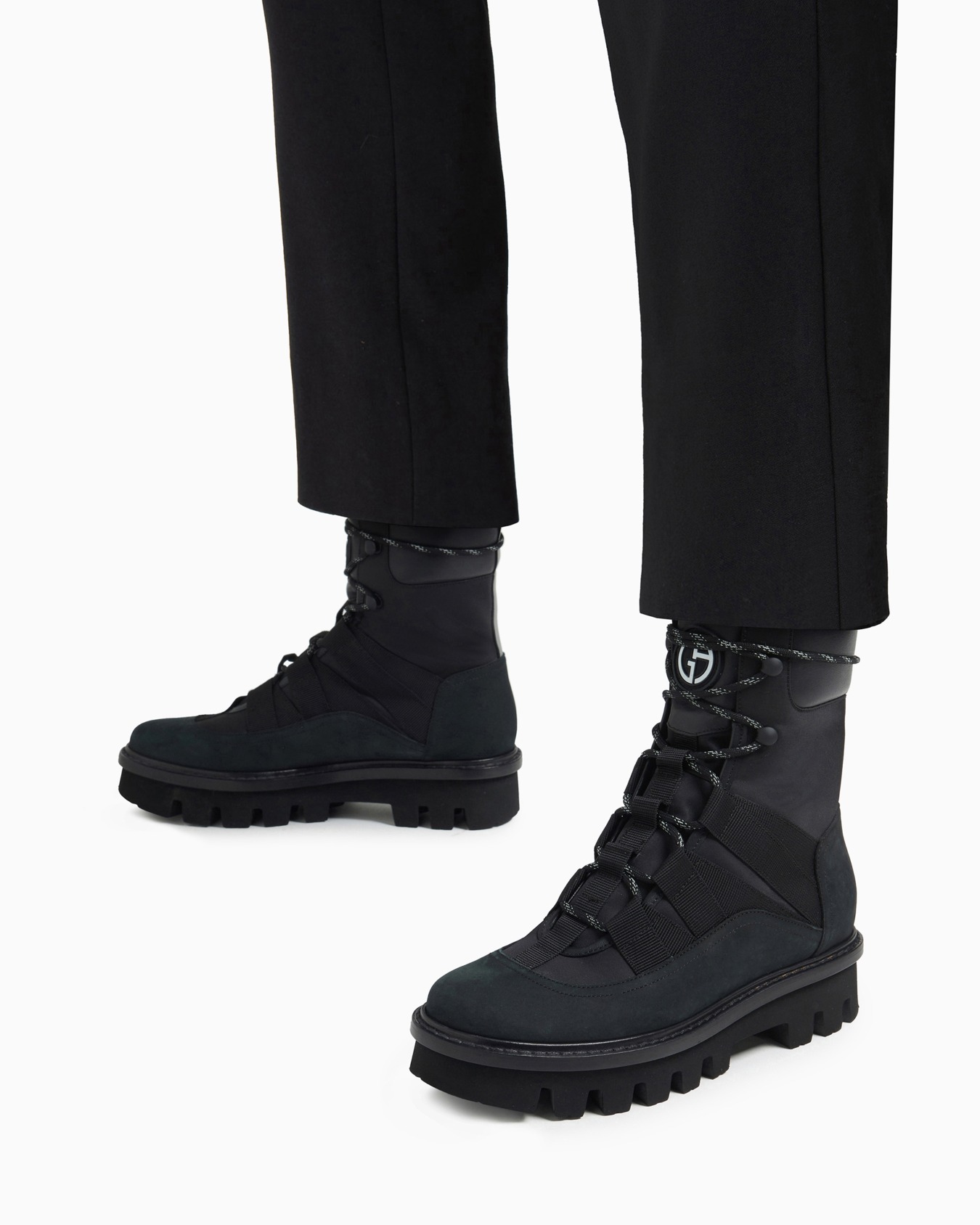 Giorgio Armani Neve lace-up ankle boots in nubuck, technical fabric and nappa leather Slide 5