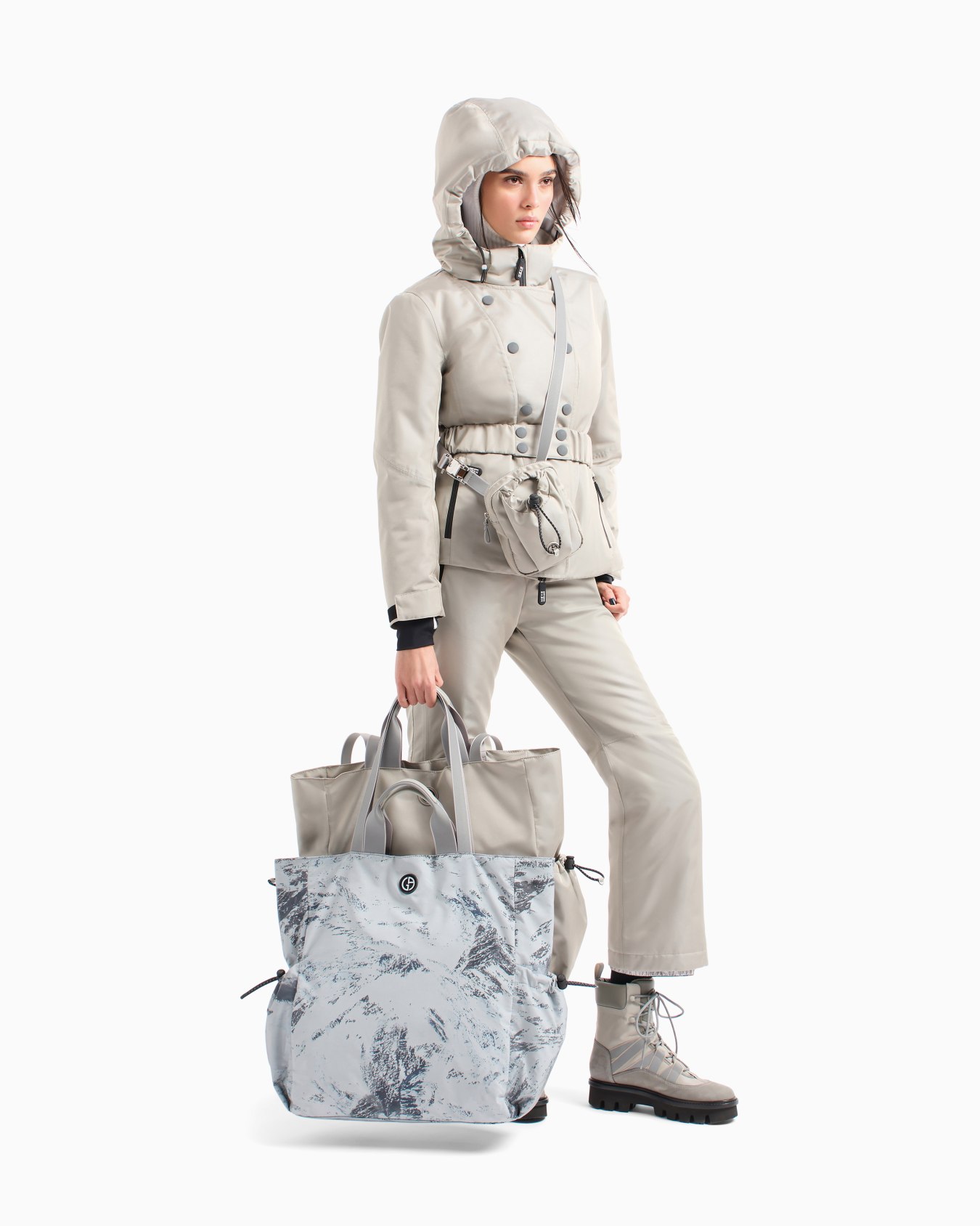 Giorgio Armani Neve hooded ski jacket in technical gabardine Slide 2