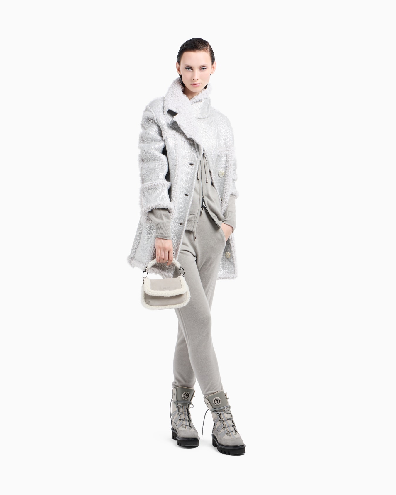 Giorgio Armani Neve la Prima Soft mini bag in suede and sheepskin Slide 5