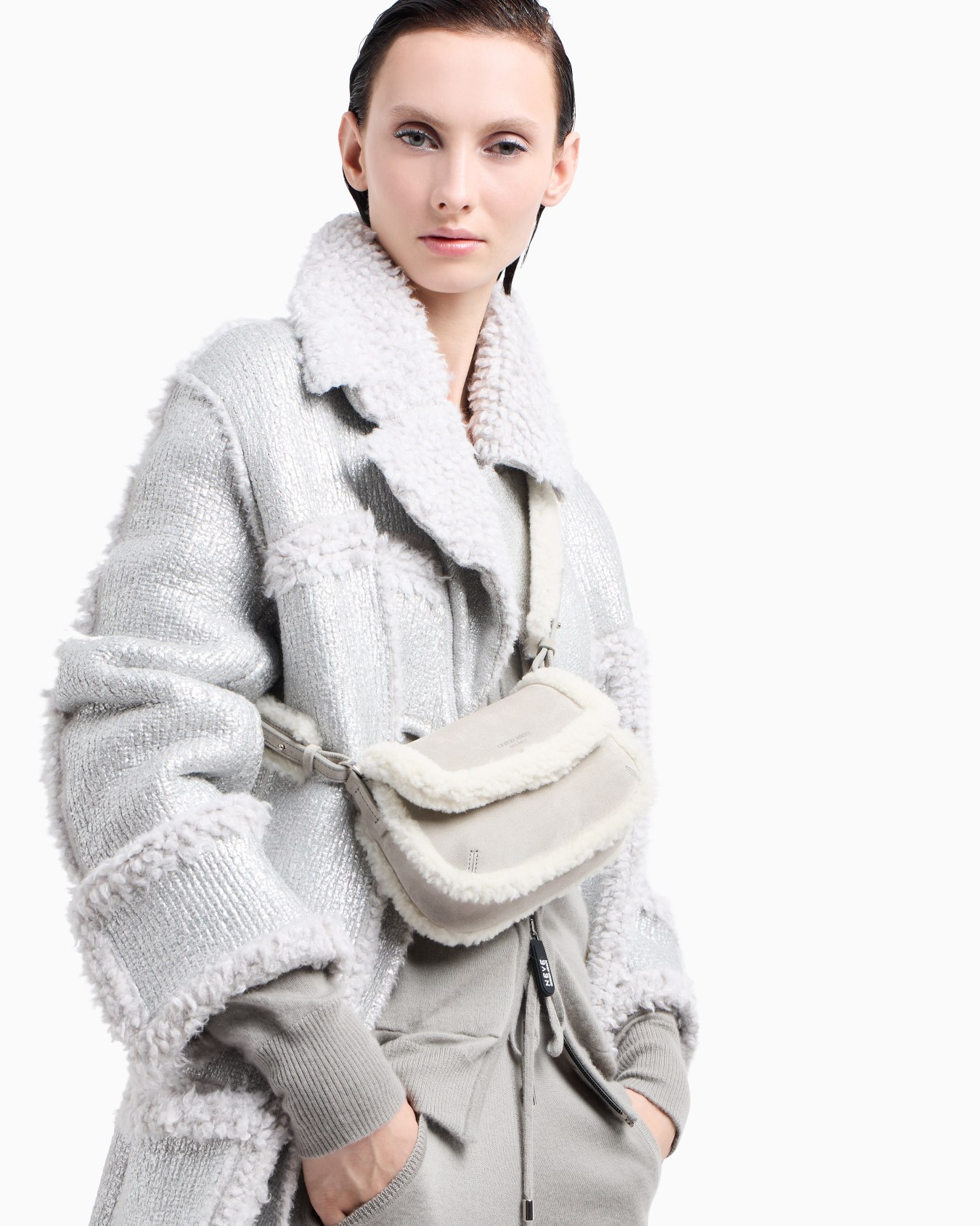 Giorgio Armani Neve la Prima Soft mini bag in suede and sheepskin Slide 6