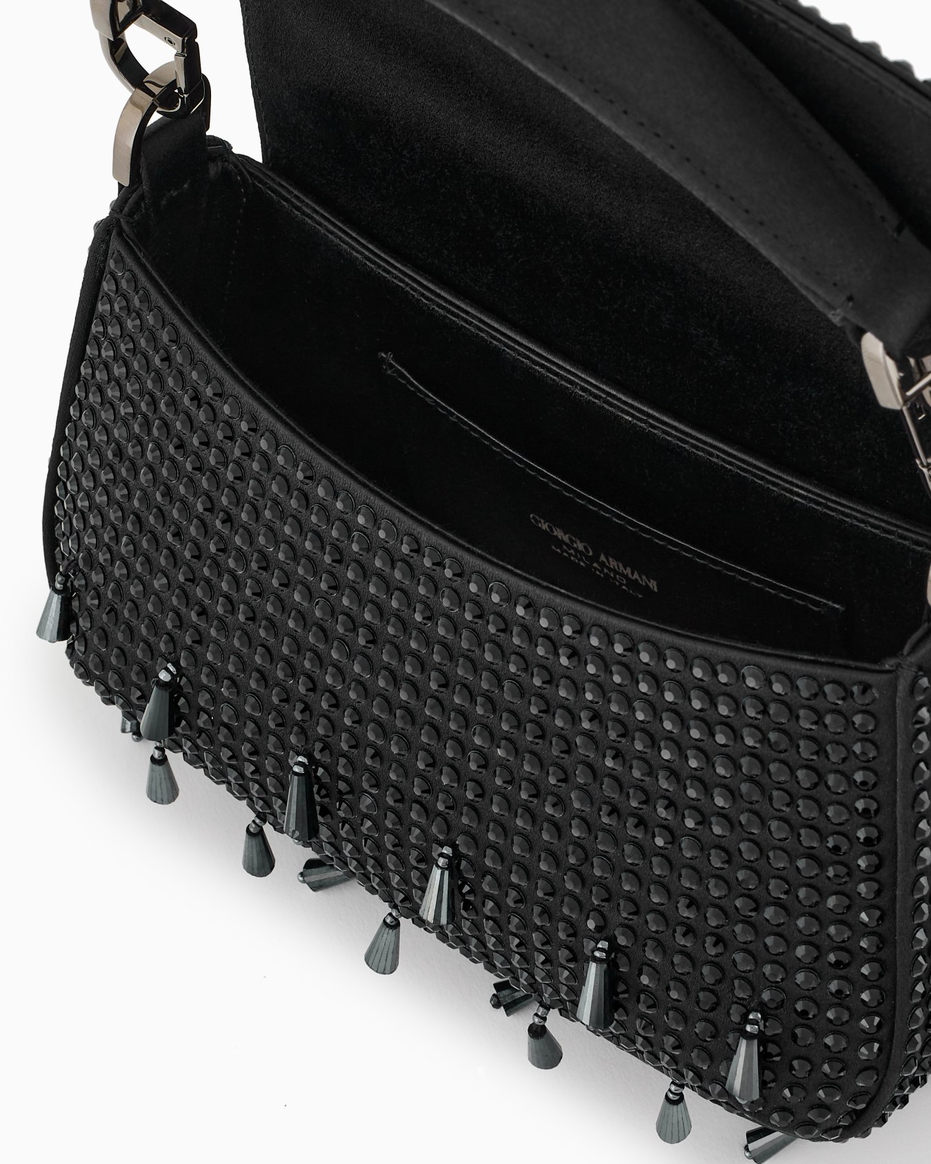 La Prima Soft mini satin handbag with rhinestone and bead embroidery Diapositiva 3