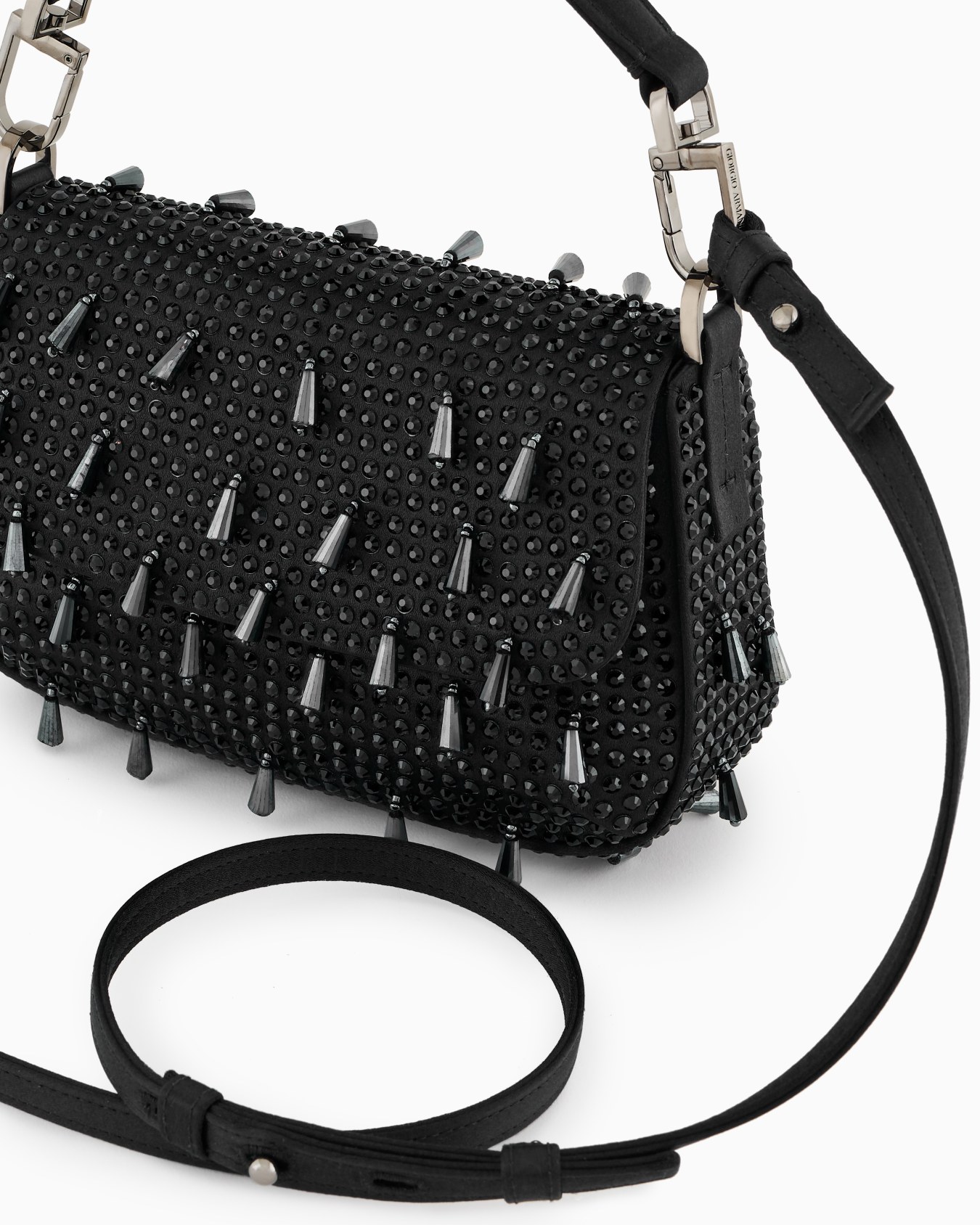 La Prima Soft mini satin handbag with rhinestone and bead embroidery Diapositiva 4