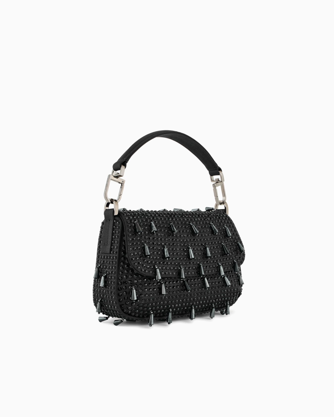 La Prima Soft mini satin handbag with rhinestone and bead embroidery Diapositiva 1