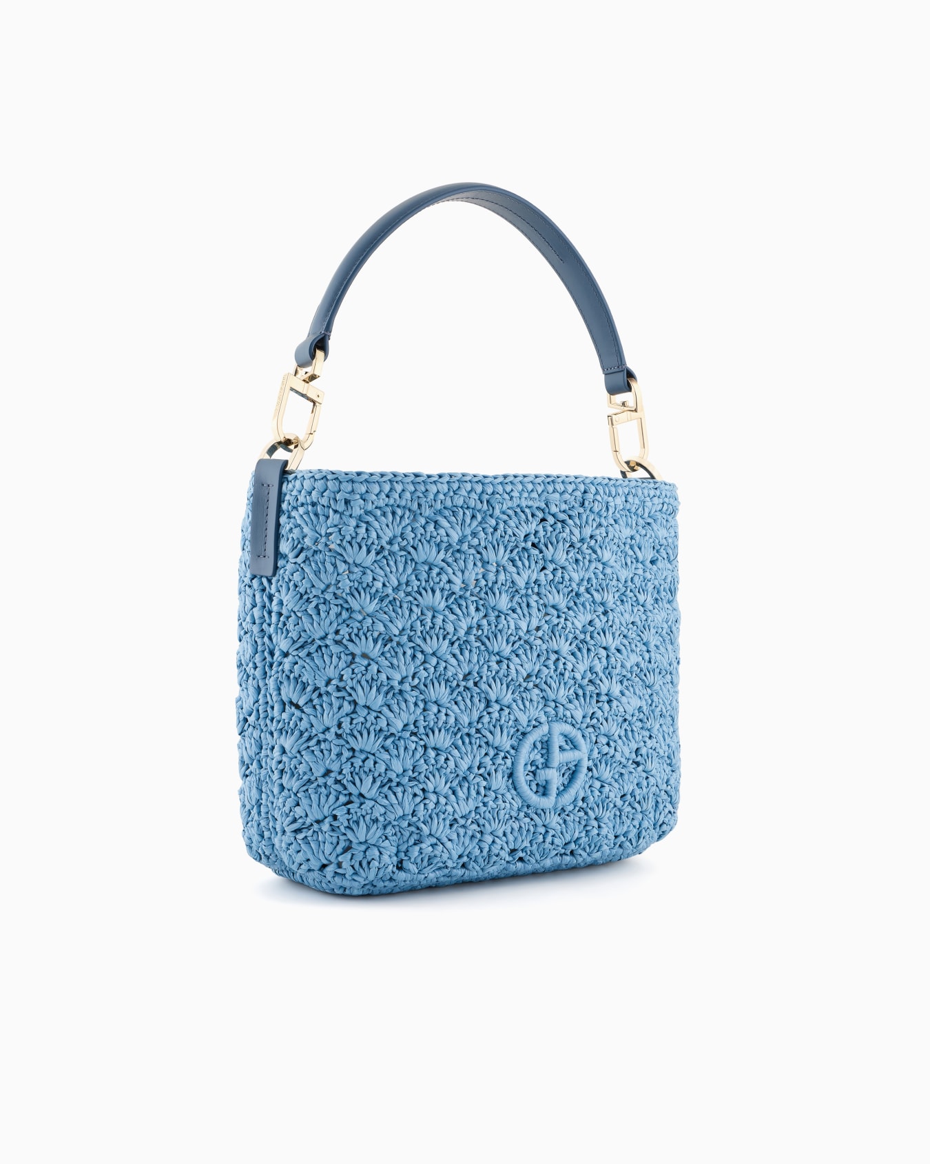 Kleine Umhängetasche aus Raffiabast, Fächernaht und Leder Folie 1