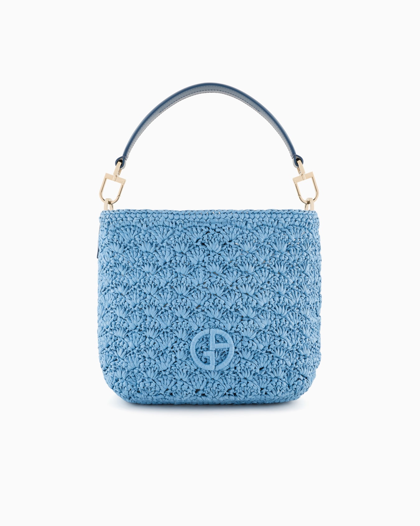 Kleine Umhängetasche aus Raffiabast, Fächernaht und Leder Folie 0