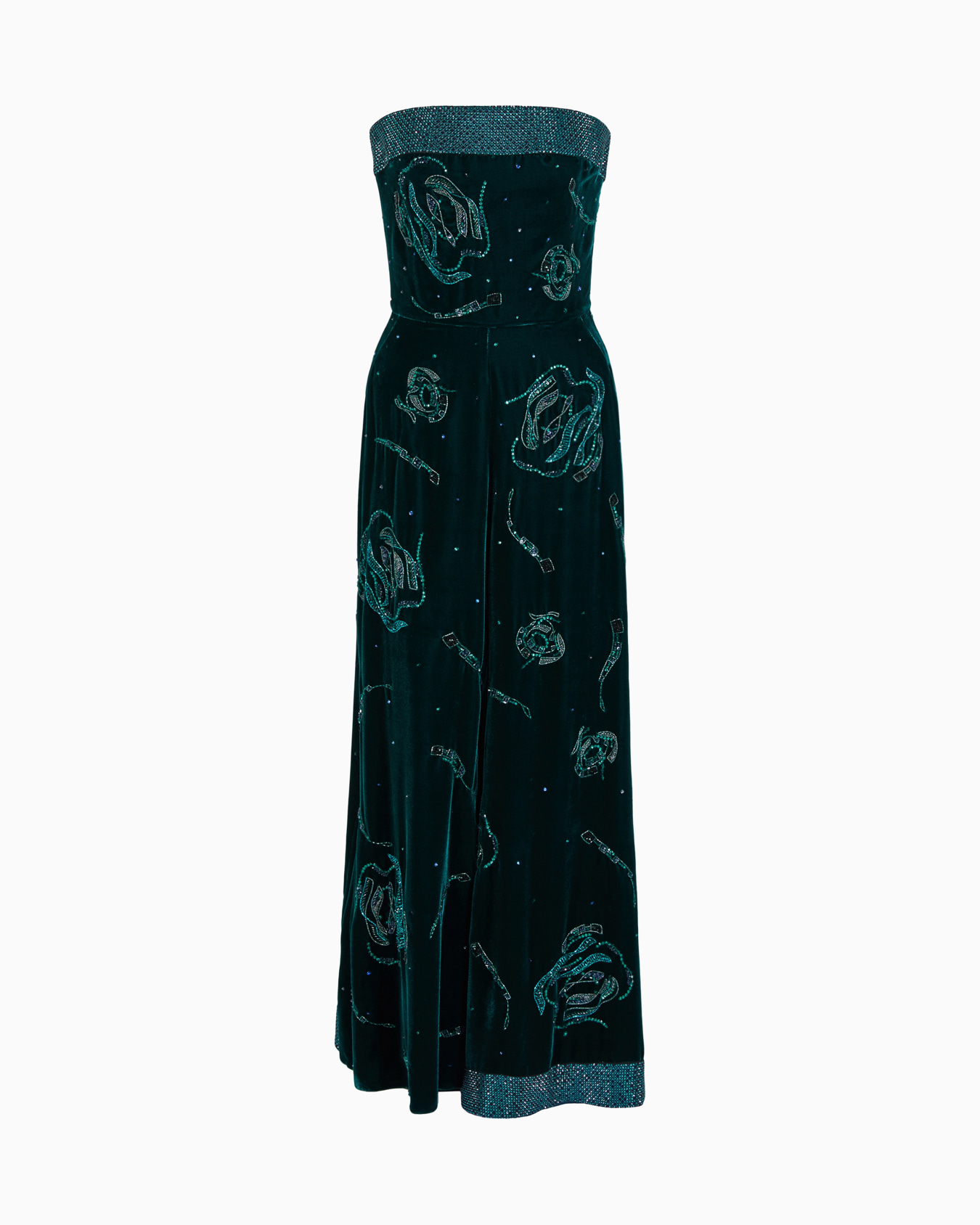 Velvet bustier dress with crystal embroidery Slide 0