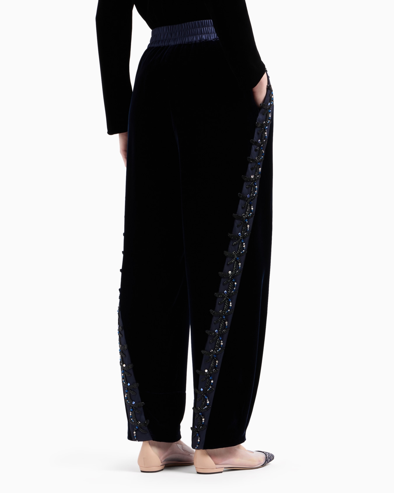 Velvet trousers with dragonfly embroidery Slide 3