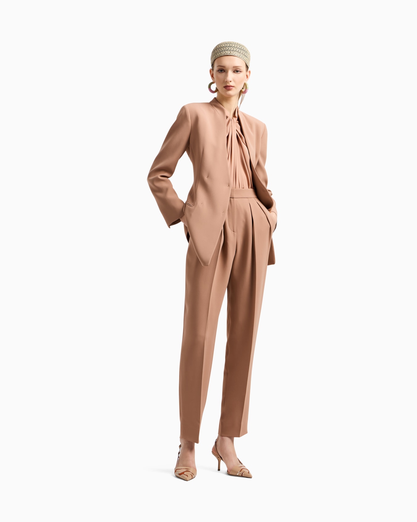 Silk cady trousers with pleats Slide 1