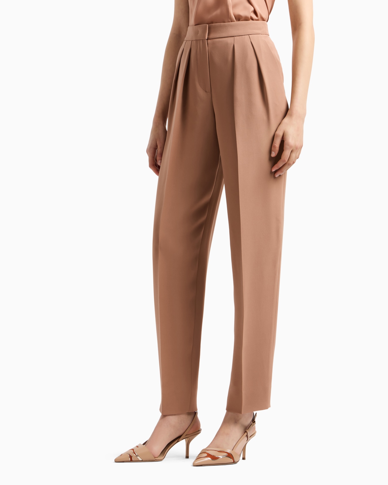Silk cady trousers with pleats Slide 3