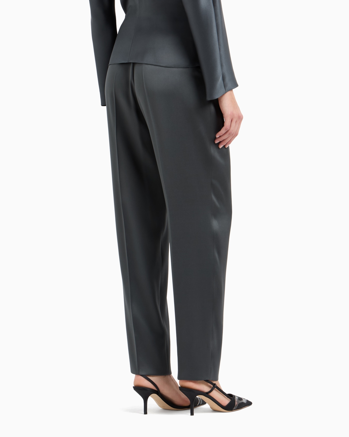 Double-sided silk-satin two-pleat trousers Slide 2