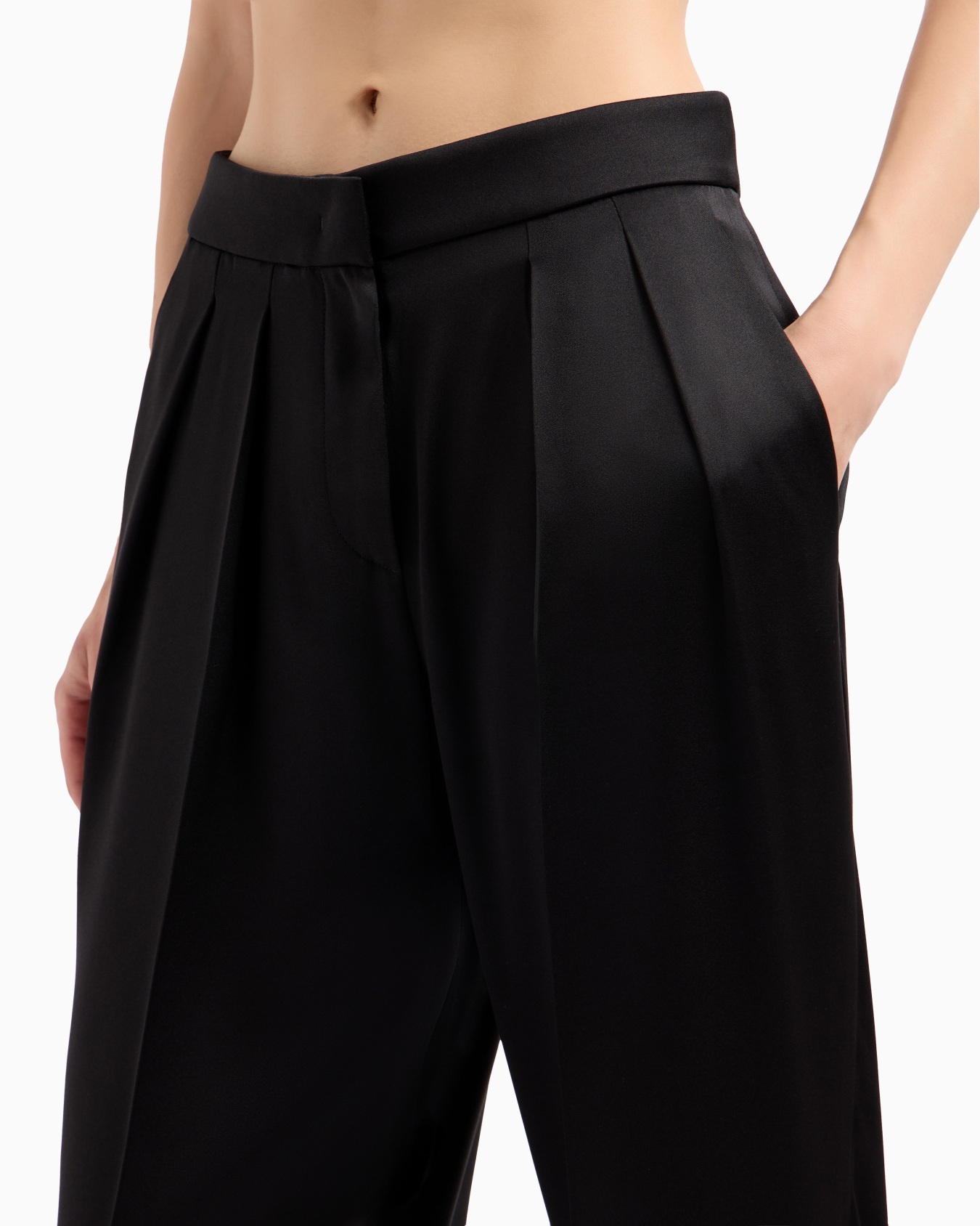 Double-sided silk-satin two-pleat trousers Slide 5