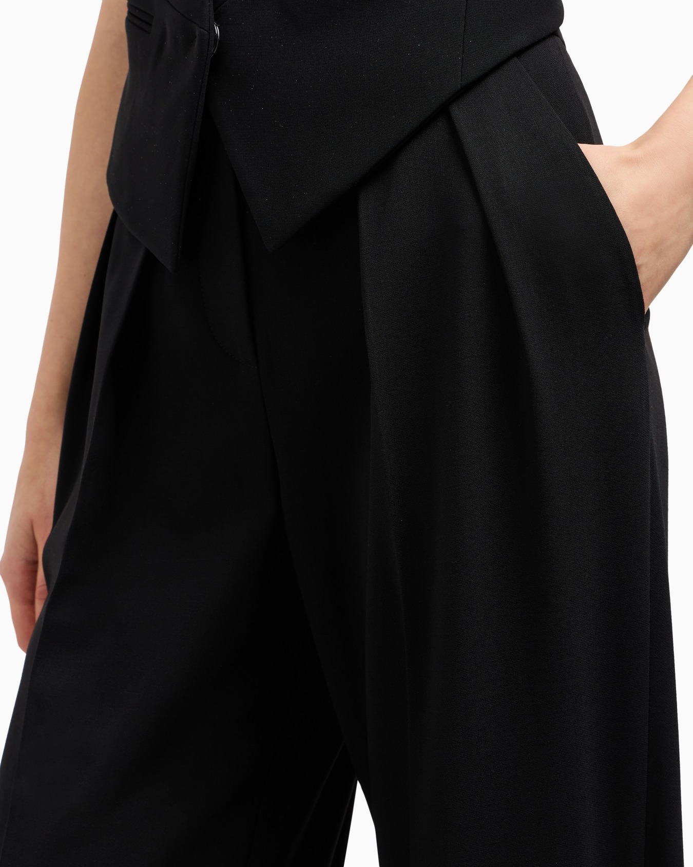 Pantaloni a due pinces in lana grain de poudre Slide 4