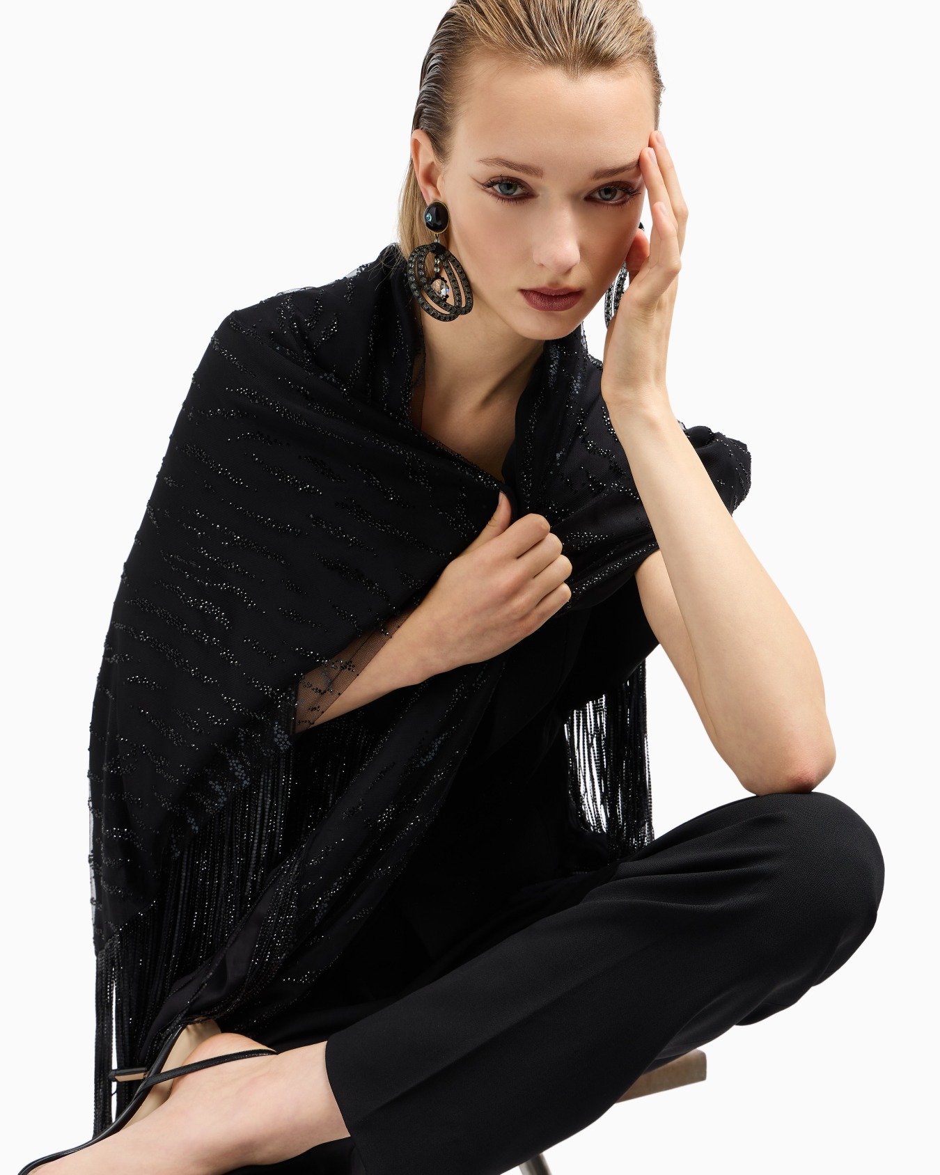 Pantaloni a due pinces in lana grain de poudre Slide 5