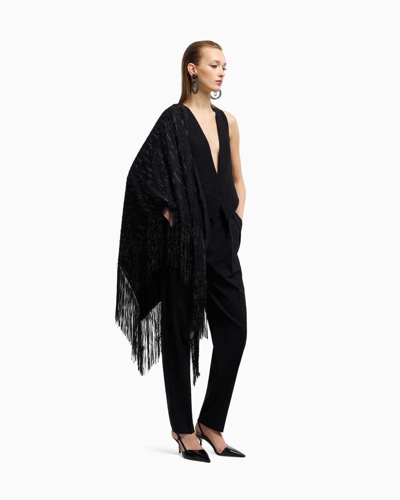 Pantaloni a due pinces in lana grain de poudre Slide 1