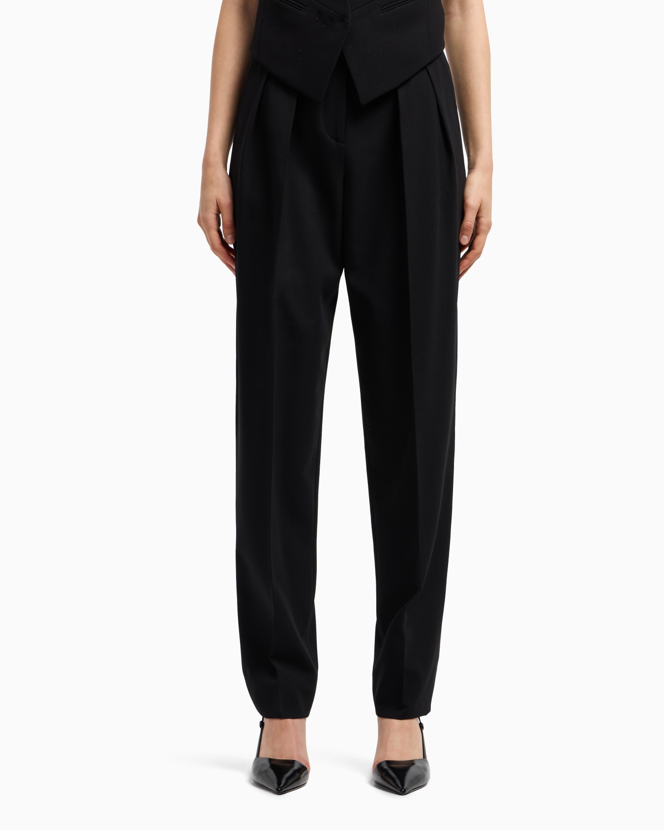 Pantaloni a due pinces in lana grain de poudre Slide 3