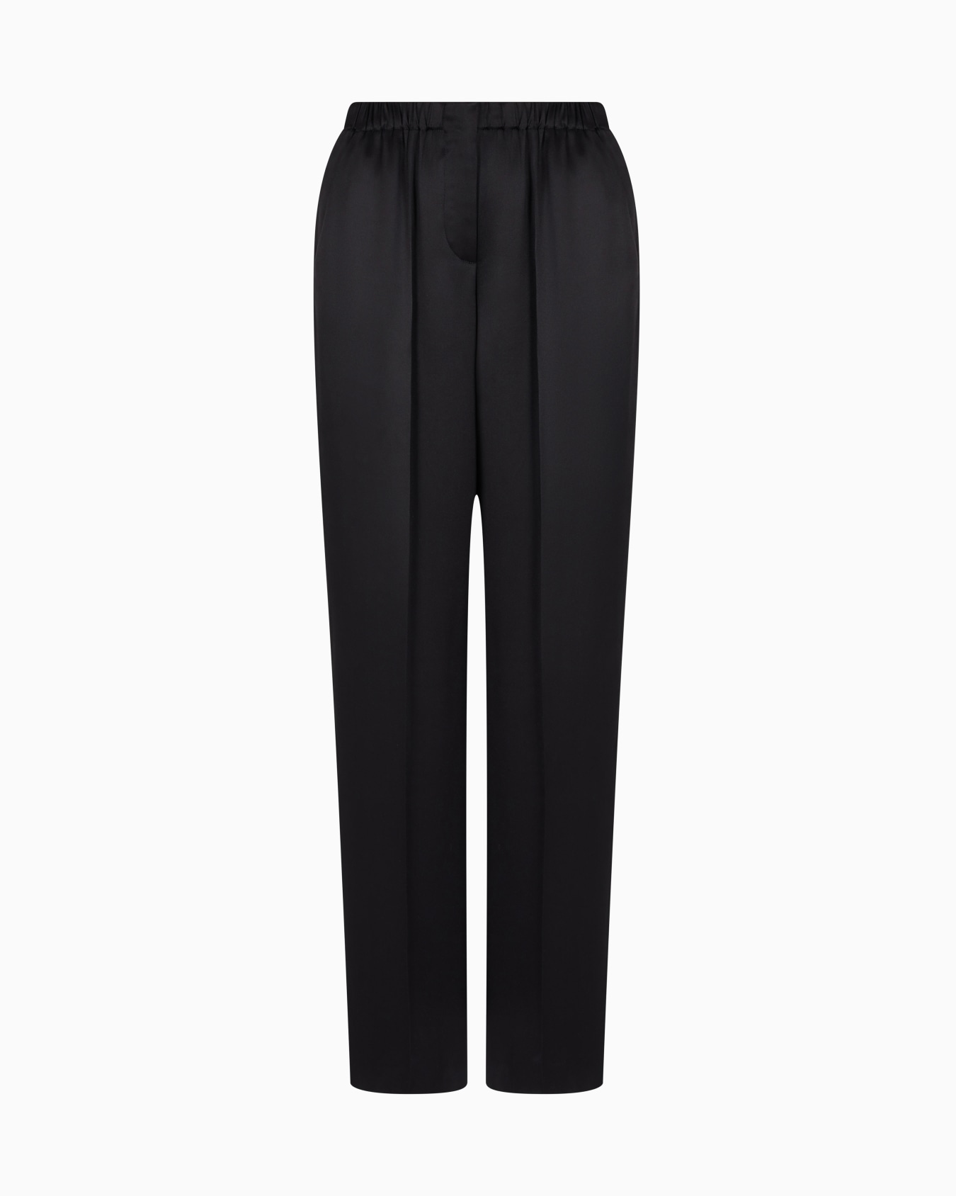 Straight-cut trousers in double silk satin Slide 0