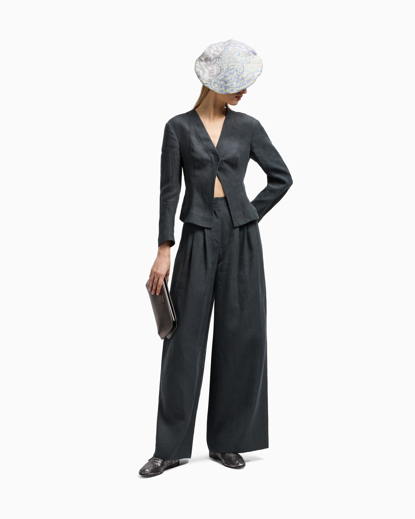 Pantalones anchos de lino Diapositiva 1