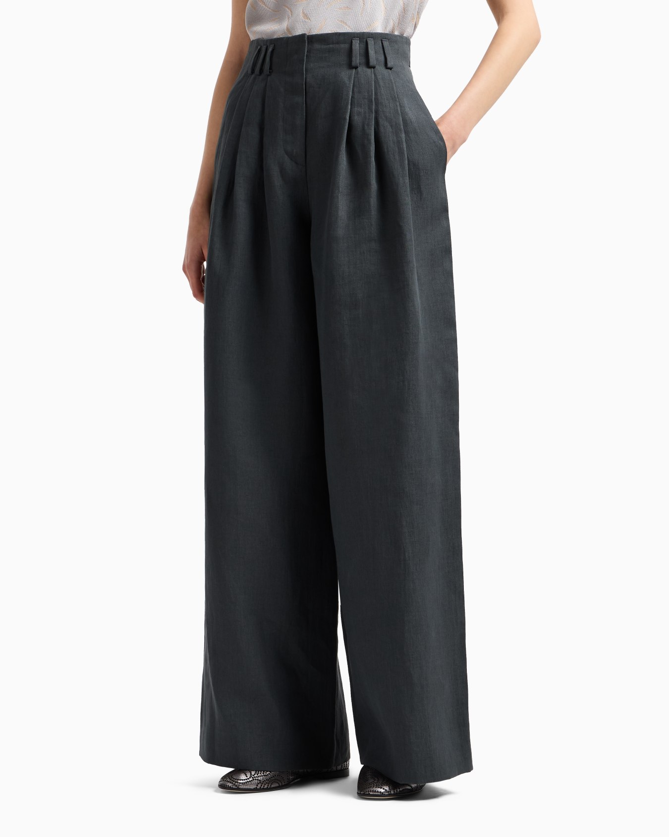 Pantalones anchos de lino Diapositiva 3
