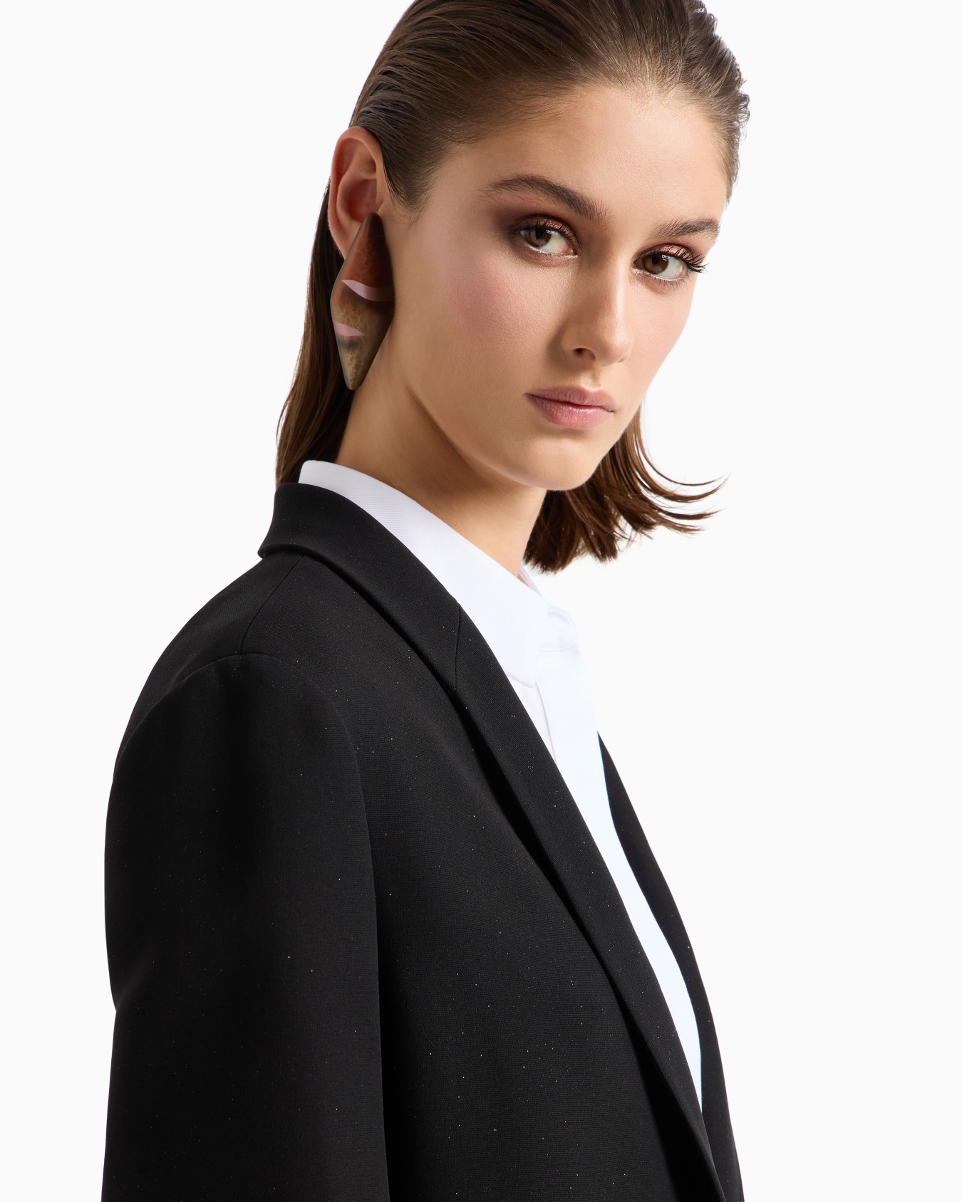 Glitter silk-cady single-breasted jacket Slide 4