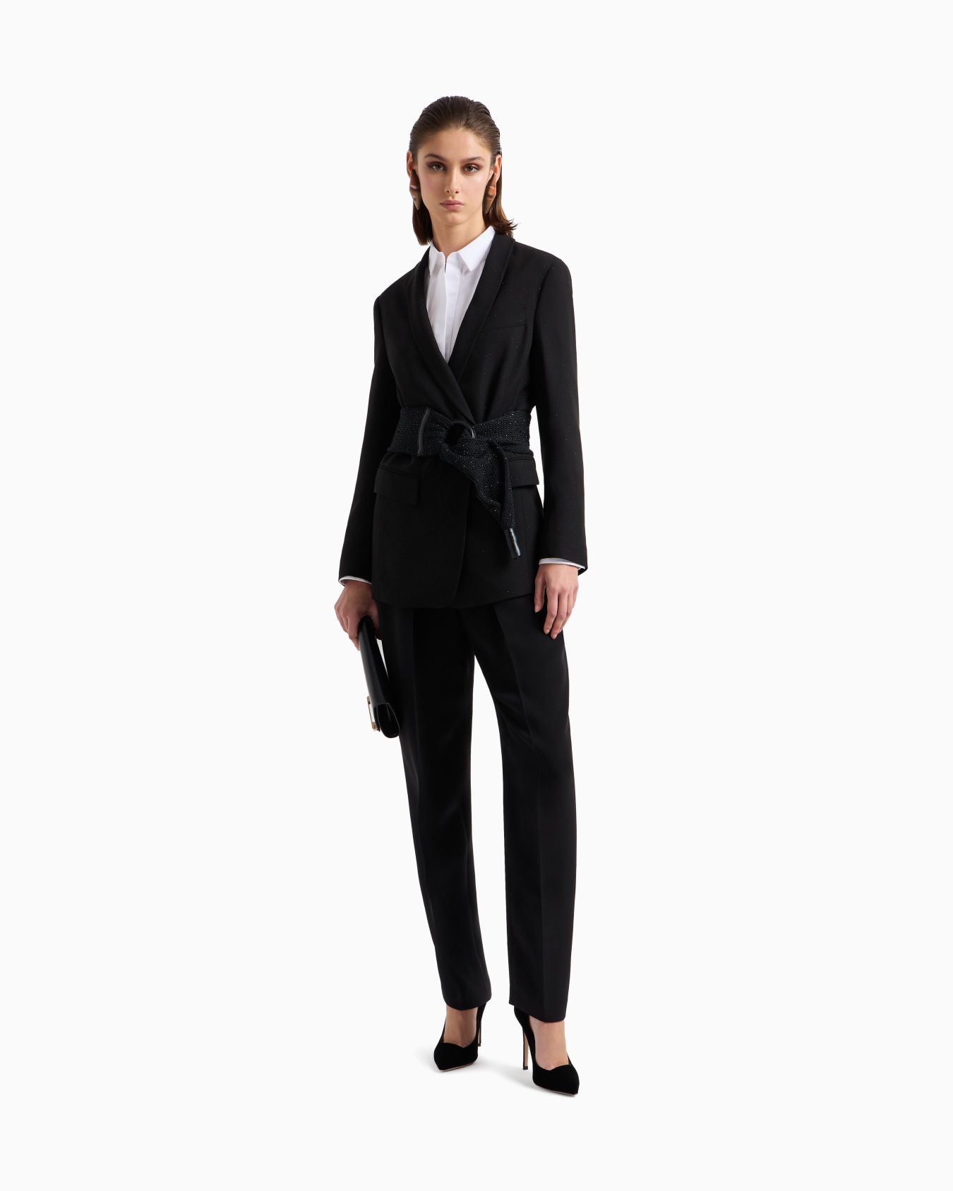 Glitter silk-cady single-breasted jacket Slide 1