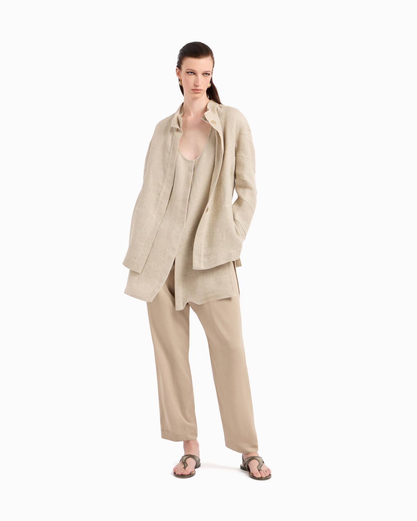 Single-breasted jacket in linen gauze Slide 2