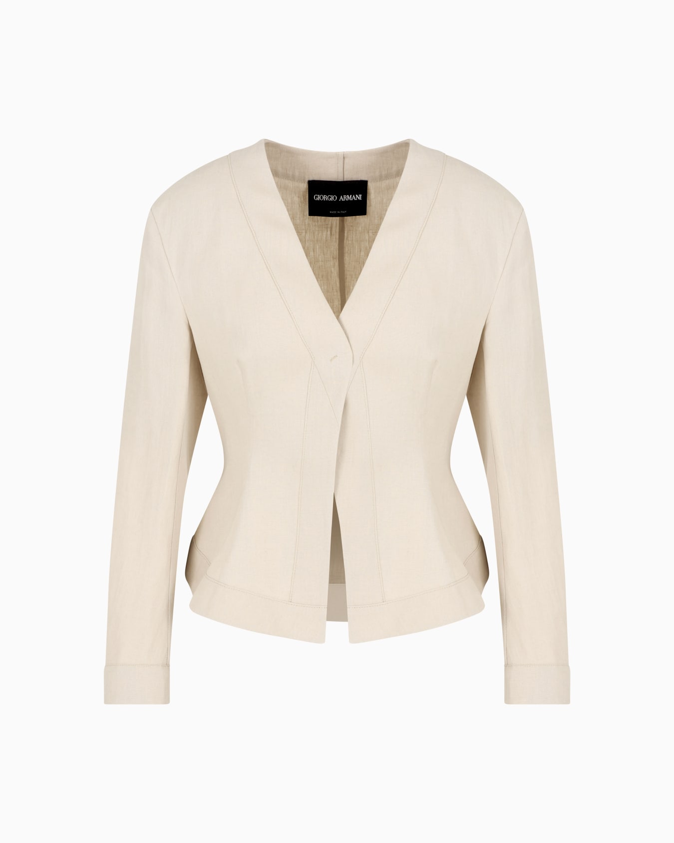 Short, single-breasted linen jacket Slide 0