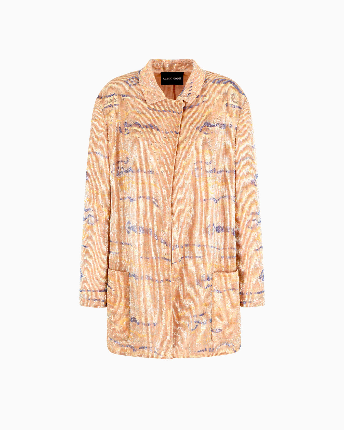Long jacket in embroidered silk and viscose Slide 0